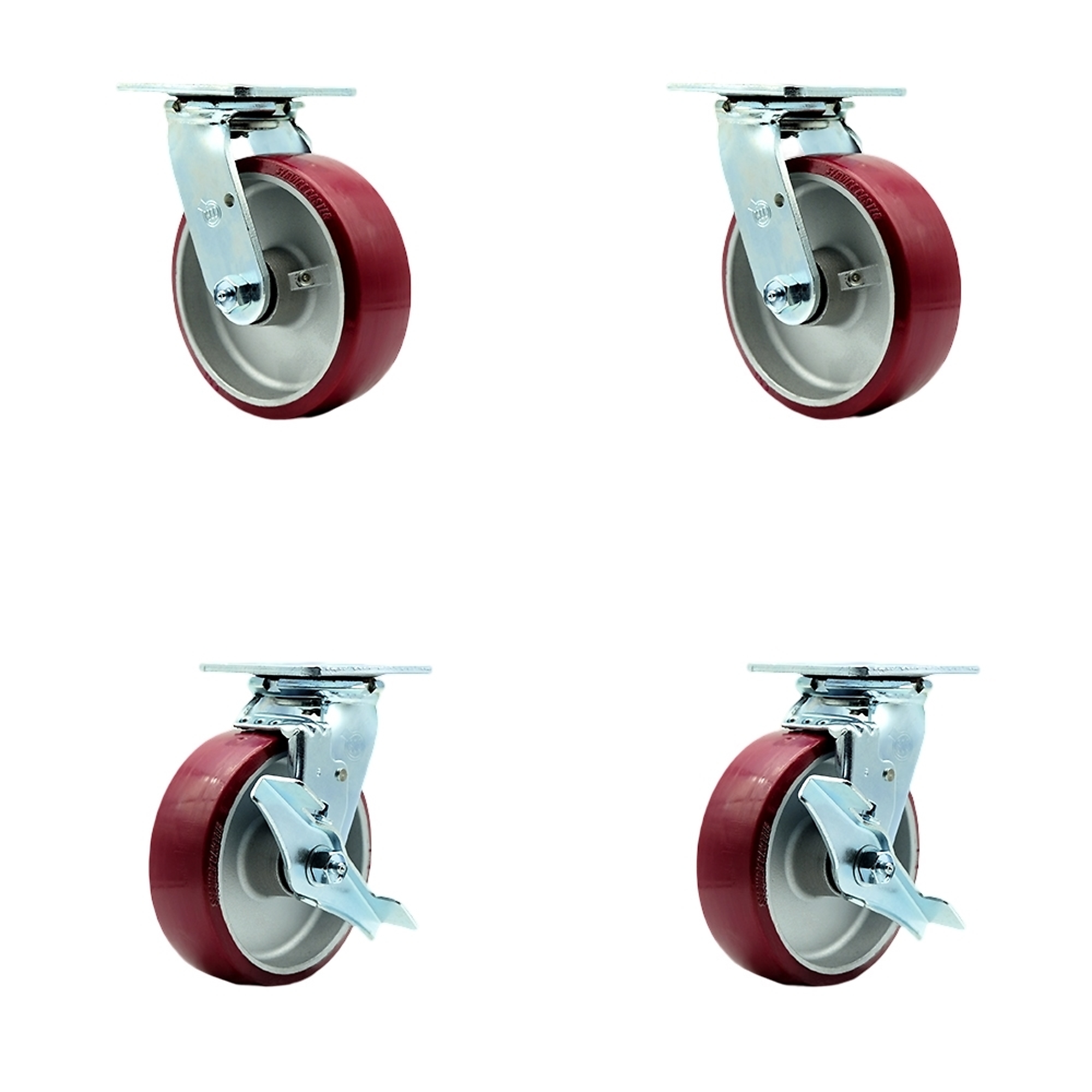 Service Caster, 6Inch x 2Inch Plate Casters, Wheel Diameter 6 in, Caster Type Swivel, Package (qty.) 4, Model SCC-30CS620-PAB-2-TLB-2