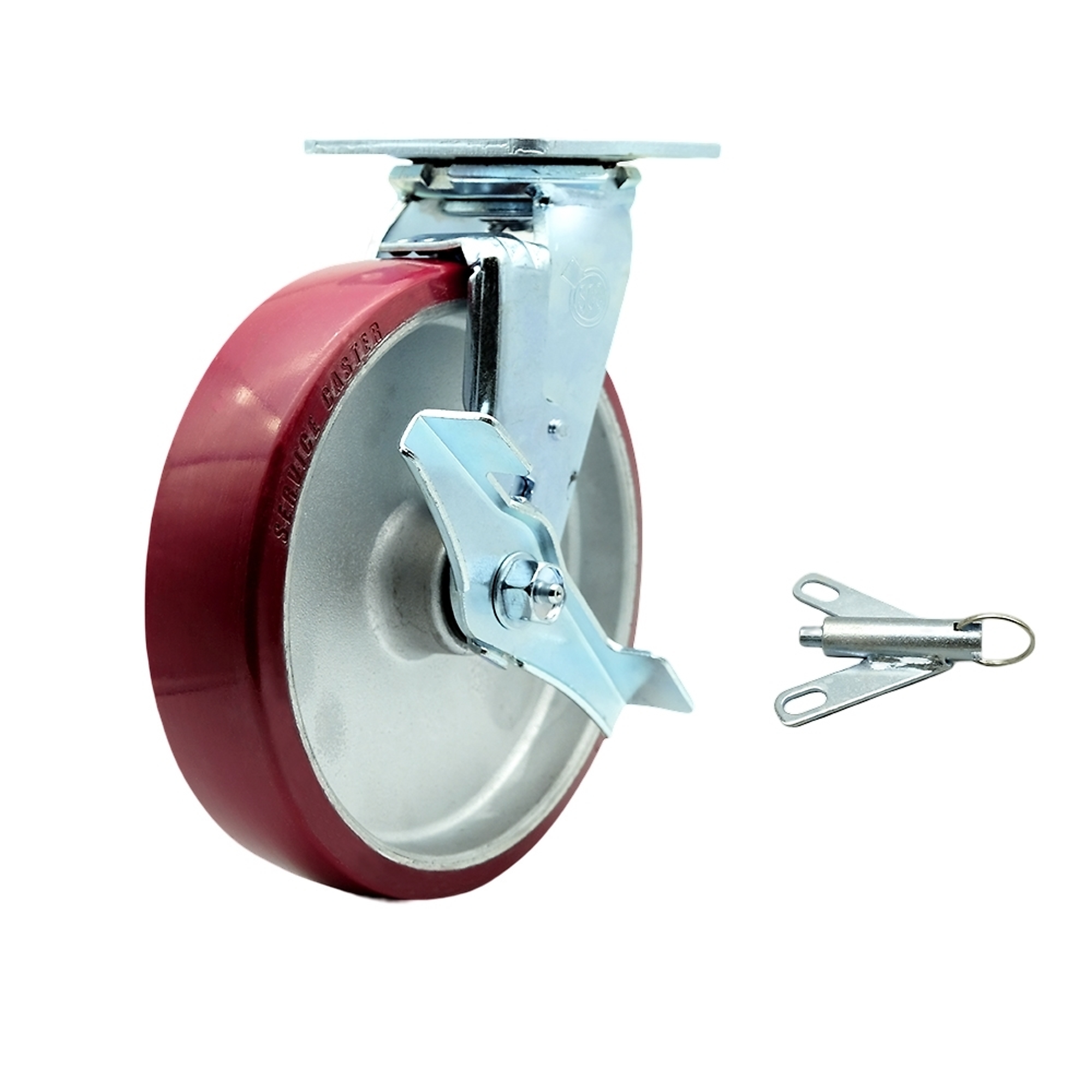 Service Caster, 8Inch x 2Inch Plate Caster, Wheel Diameter 8 in, Caster Type Swivel, Package (qty.) 1, Model SCC-30CS820-PAB-TLB-BSL