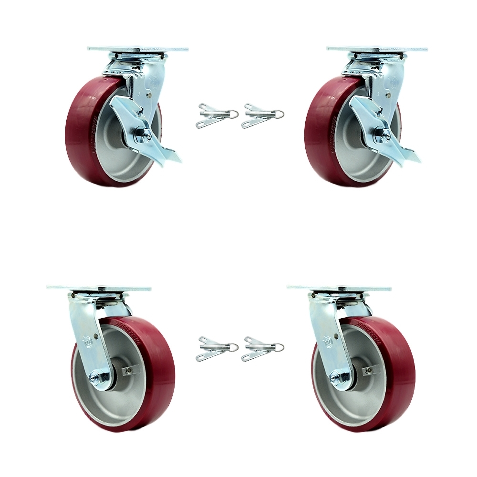 Service Caster, 6Inch x 2Inch Plate Casters, Wheel Diameter 6 in, Caster Type Swivel, Package (qty.) 4, Model SCC-30CS620-PAB-TLB-BSL-2-BSL-2