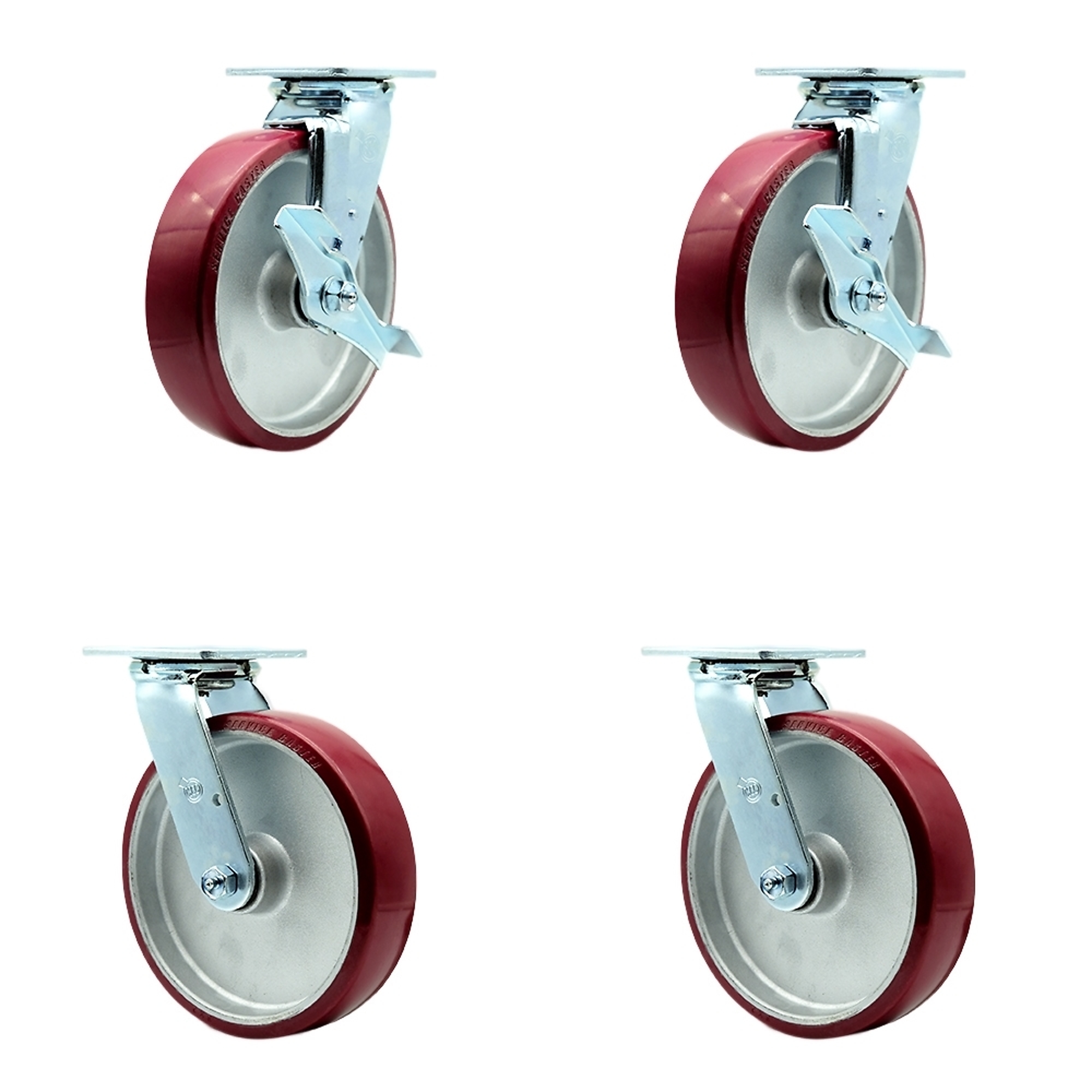 Service Caster, 8Inch x 2Inch Plate Casters, Wheel Diameter 8 in, Caster Type Swivel, Package (qty.) 4, Model SCC-30CS820-PAB-TLB-BSL-2-BSL-2