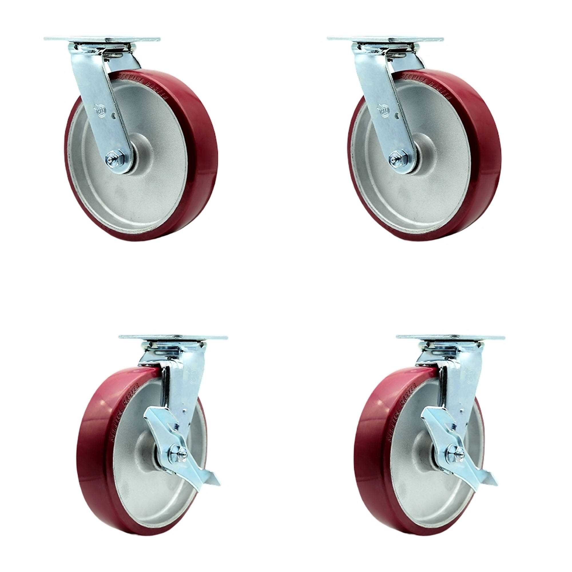 Service Caster, 8Inch x 2Inch Plate Casters, Wheel Diameter 8 in, Caster Type Swivel, Package (qty.) 4, Model SCC-30CS820-PAB-BSL-2-TLB-2