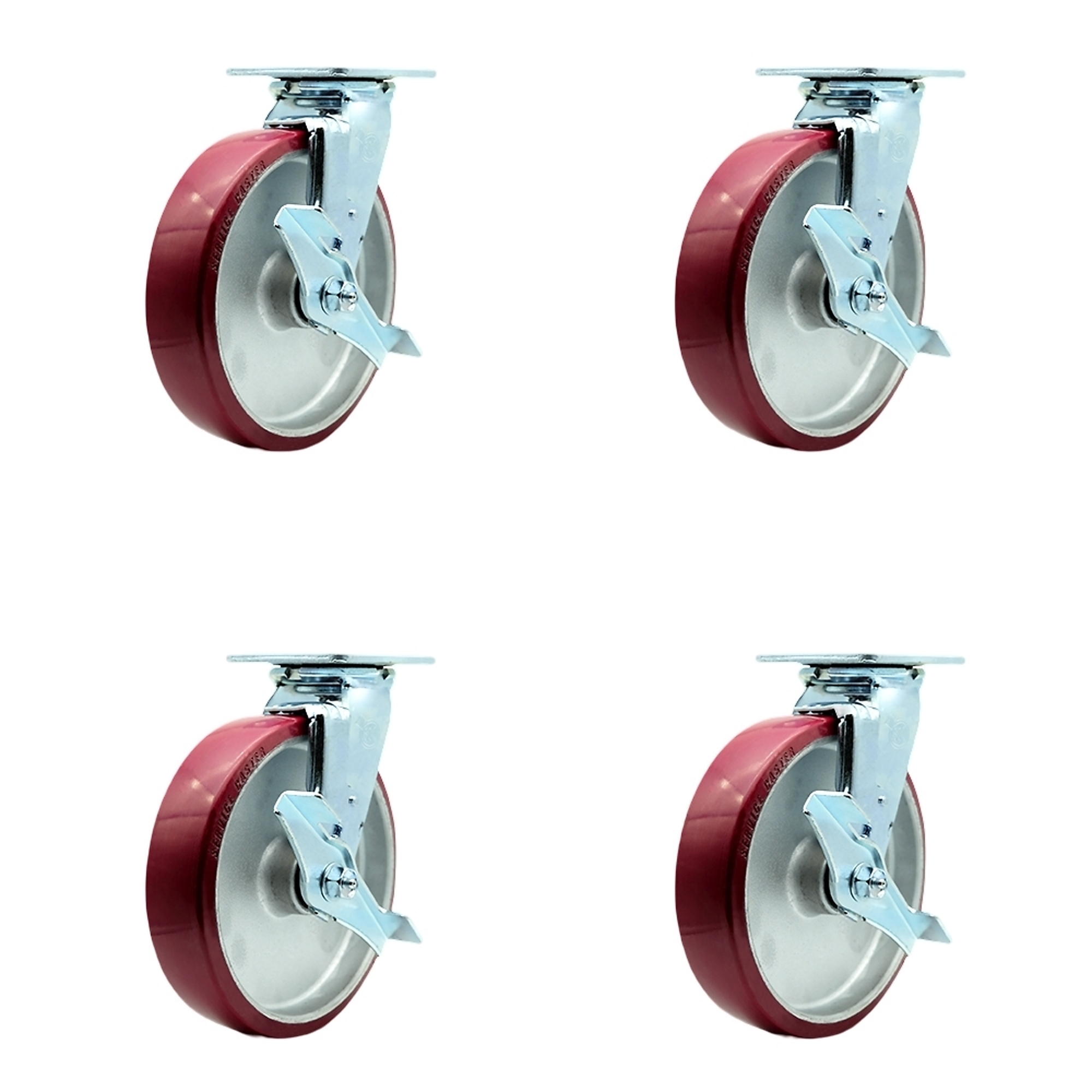 Service Caster, 8Inch x 2Inch Plate Casters, Wheel Diameter 8 in, Caster Type Swivel, Package (qty.) 4, Model SCC-30CS820-PAB-TLB-BSL-2-TLB-2