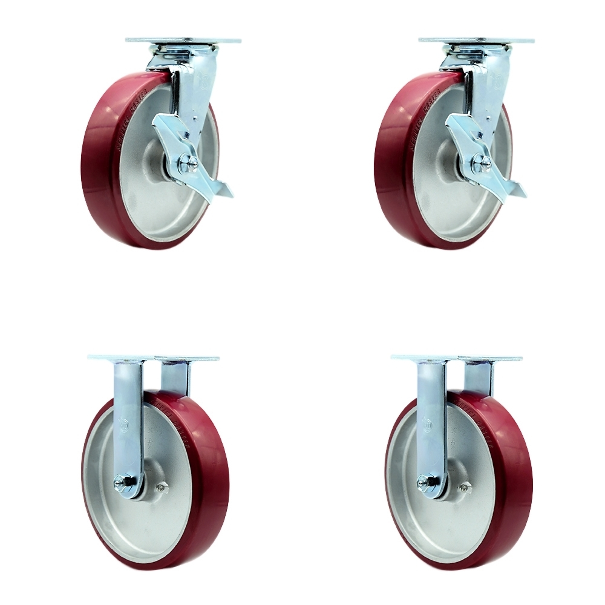 Service Caster, 8Inch x 2Inch Plate Casters, Wheel Diameter 8 in, Caster Type Swivel, Package (qty.) 4, Model SCC-30CS820-PAB-TLB-BSL-2-R-2