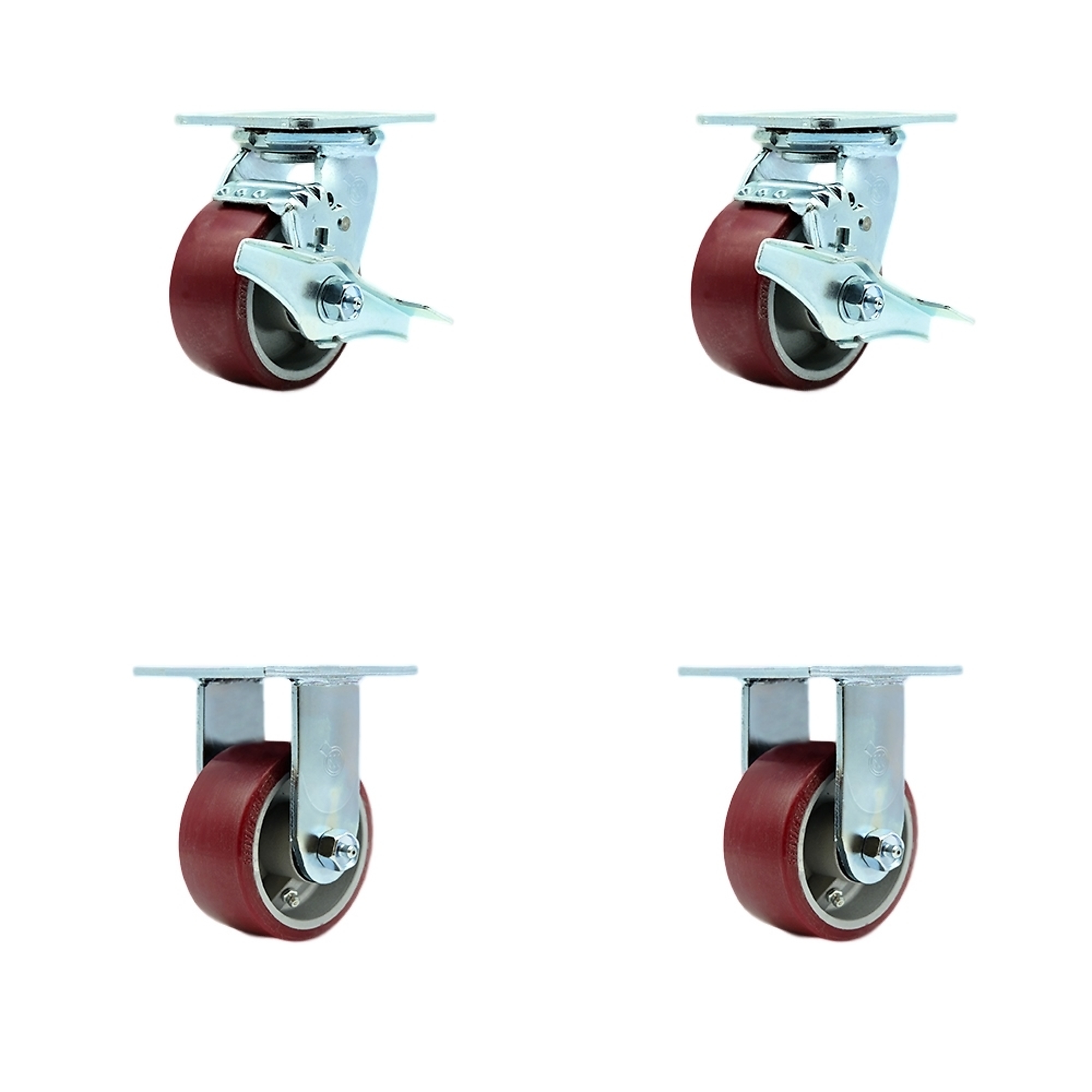 Service Caster, 4Inch x 2Inch Plate Casters, Wheel Diameter 4 in, Caster Type Swivel, Package (qty.) 4, Model SCC-SS30S420-PAB-TLB-2-R-2