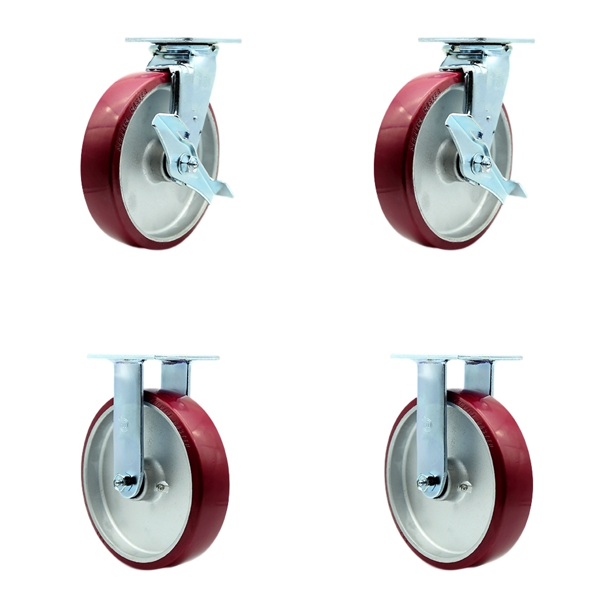 Service Caster, 8Inch x 2Inch Plate Casters, Wheel Diameter 8 in, Caster Type Swivel, Package (qty.) 4, Model SCC-30CS820-PAB-TLB-2-R820-2