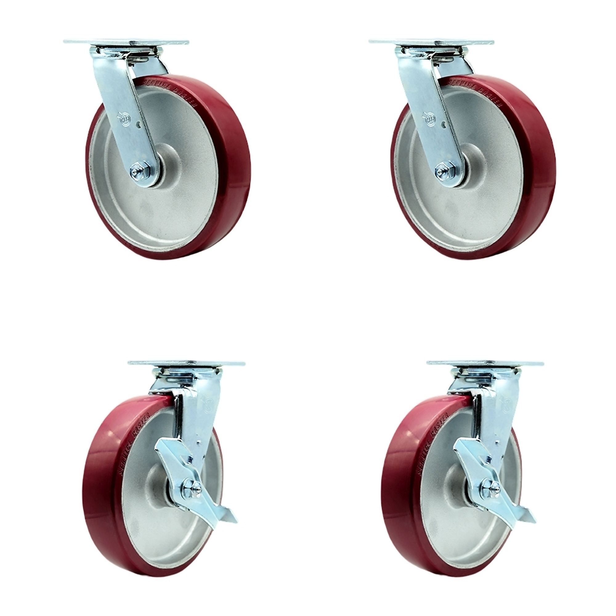 Service Caster, 8Inch x 2Inch Plate Casters, Wheel Diameter 8 in, Caster Type Swivel, Package (qty.) 4, Model SCC-30CS820-PAB-2-TLB-2