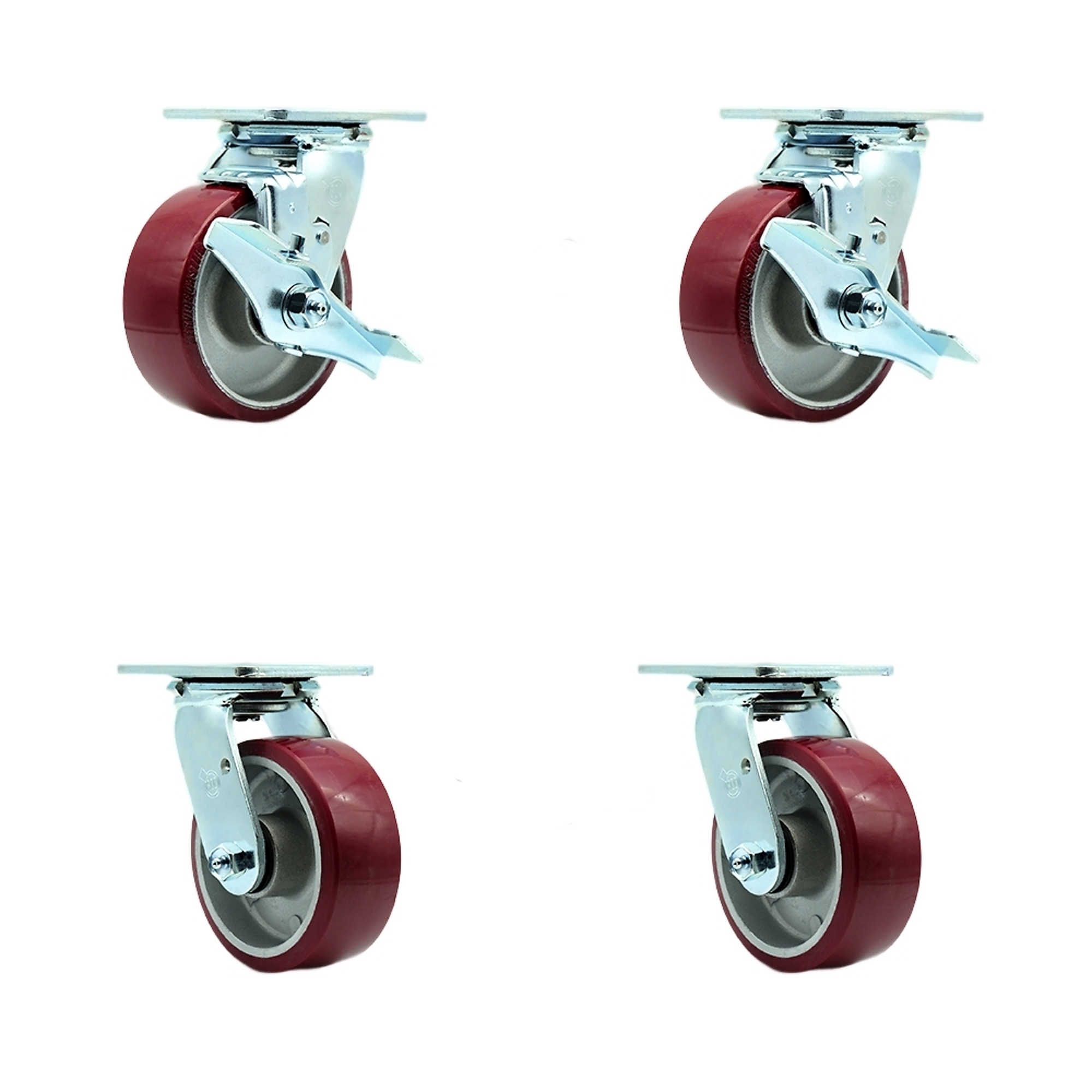 Service Caster, 5Inch x 2Inch Plate Casters, Wheel Diameter 5 in, Caster Type Swivel, Package (qty.) 4, Model SCC-SS30S520-PAB-TLB-BSL-2-BSL-2