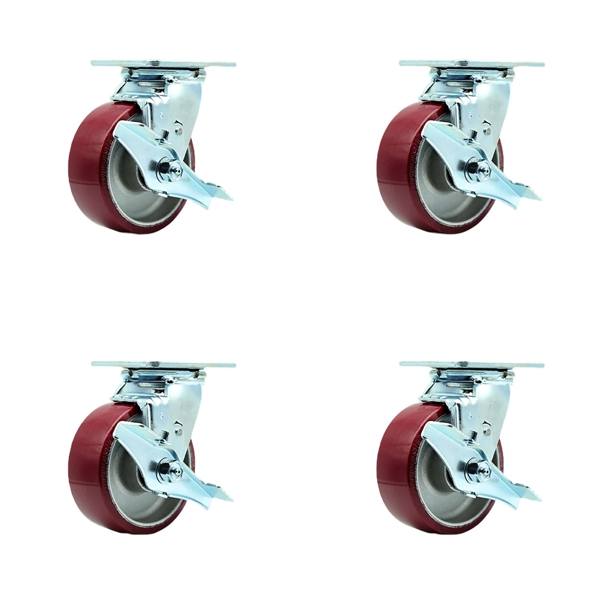 Service Caster, 5Inch x 2Inch Plate Casters, Wheel Diameter 5 in, Caster Type Swivel, Package (qty.) 4, Model SCC-SS30S520-PAB-TLB-BSL-2-TLB-2