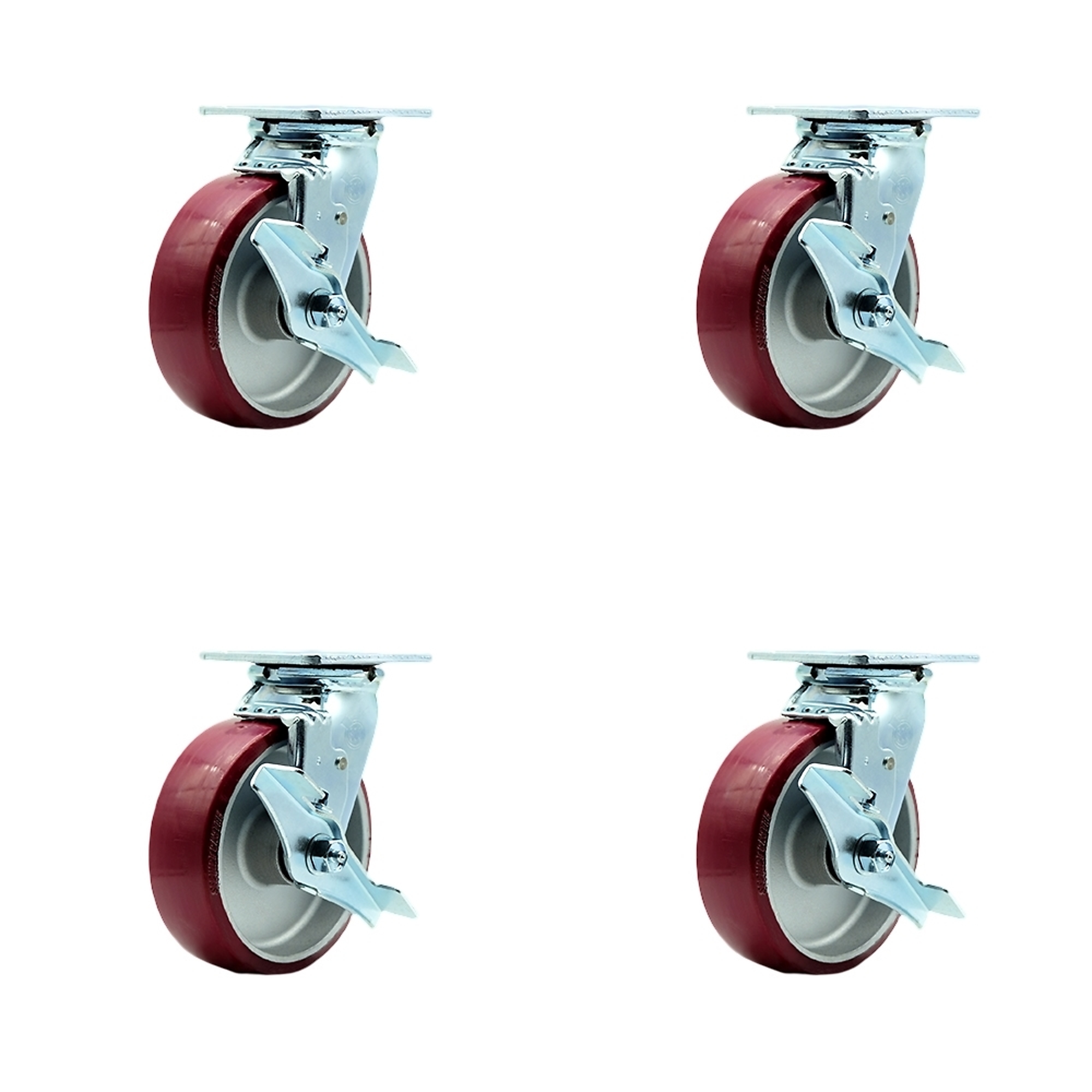 Service Caster, 6Inch x 2Inch Plate Casters, Wheel Diameter 6 in, Caster Type Swivel, Package (qty.) 4, Model SCC-SS30S620-PAB-TLB-BSL-2-TLB-2