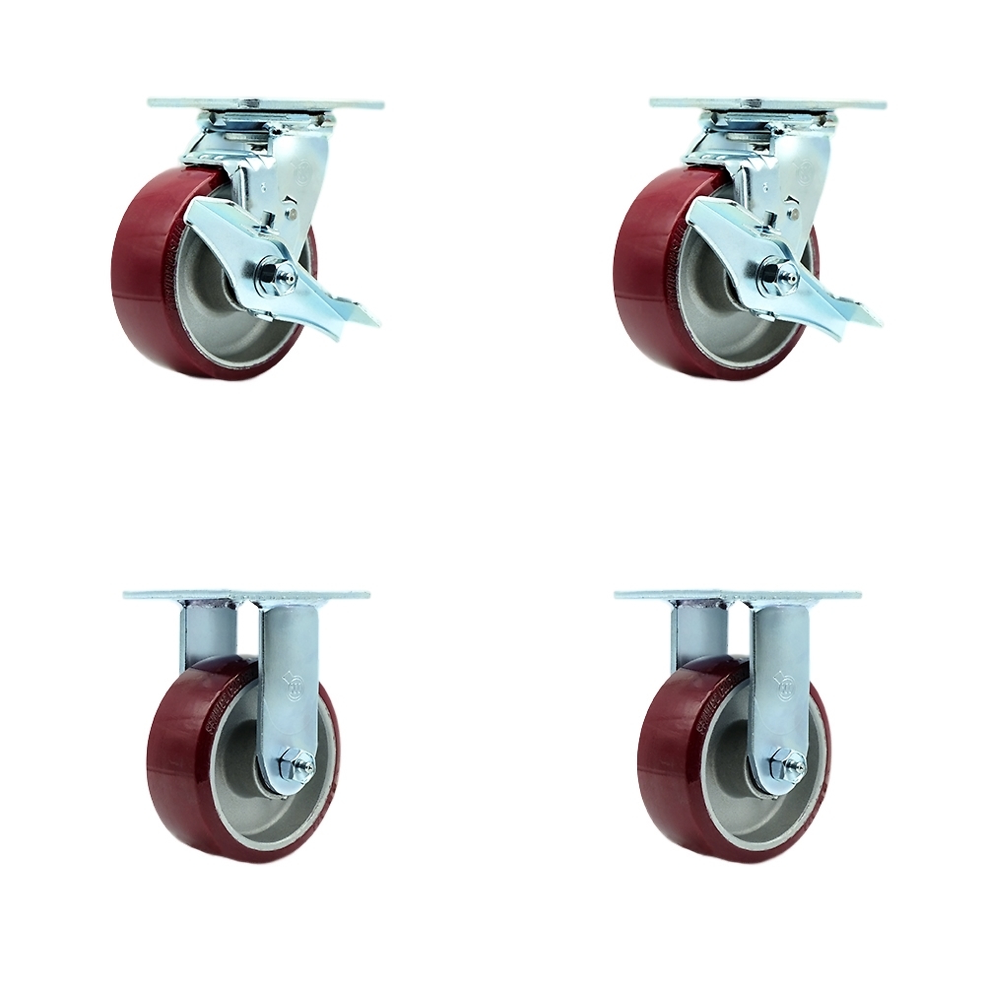 Service Caster, 5Inch x 2Inch Plate Casters, Wheel Diameter 5 in, Caster Type Swivel, Package (qty.) 4, Model SCC-SS30S520-PAB-TLB-BSL-2-R-2