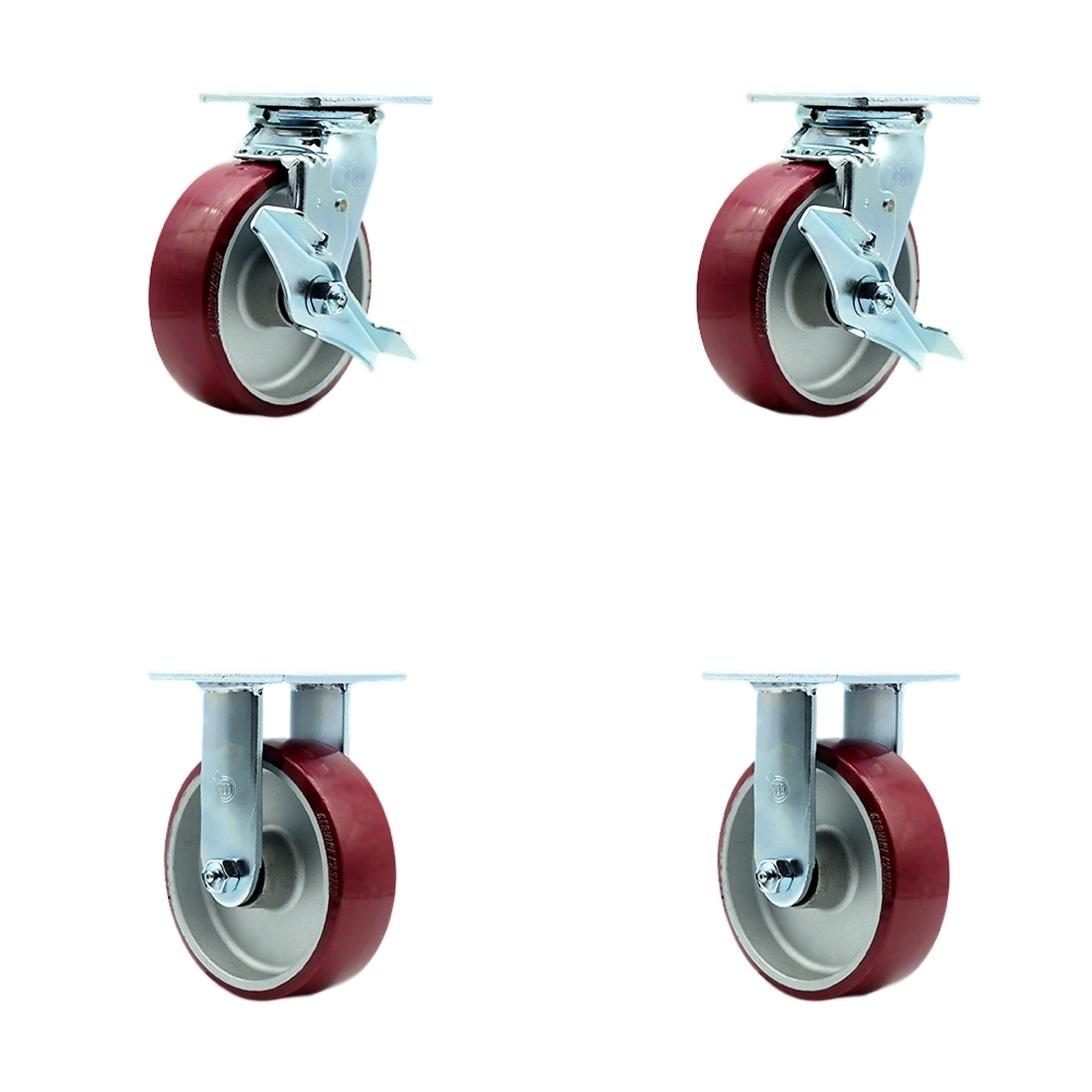 Service Caster, 6Inch x 2Inch Plate Casters, Wheel Diameter 6 in, Caster Type Swivel, Package (qty.) 4, Model SCC-SS30S620-PAB-TLB-2-R-2