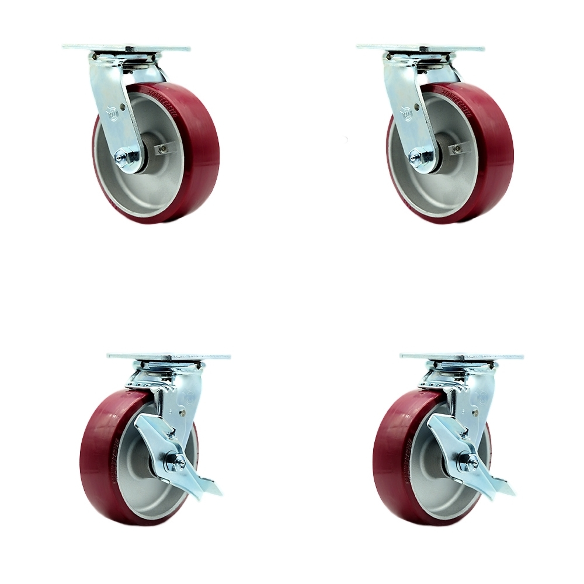 Service Caster, 6Inch x 2Inch Plate Casters, Wheel Diameter 6 in, Caster Type Swivel, Package (qty.) 4, Model SCC-SS30S620-PAB-BSL-2-TLB-2