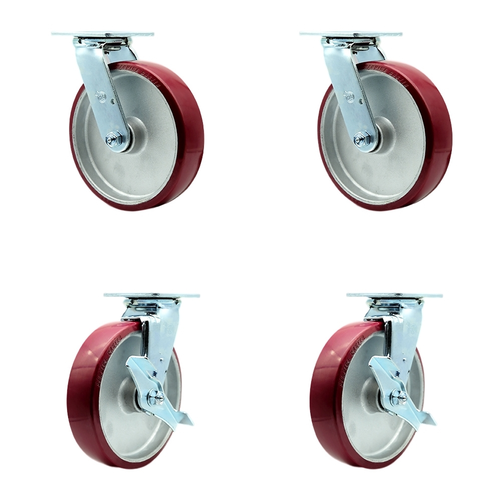 Service Caster, 8Inch x 2Inch Plate Casters, Wheel Diameter 8 in, Caster Type Swivel, Package (qty.) 4, Model SCC-SS30S820-PAB-2-TLB-2