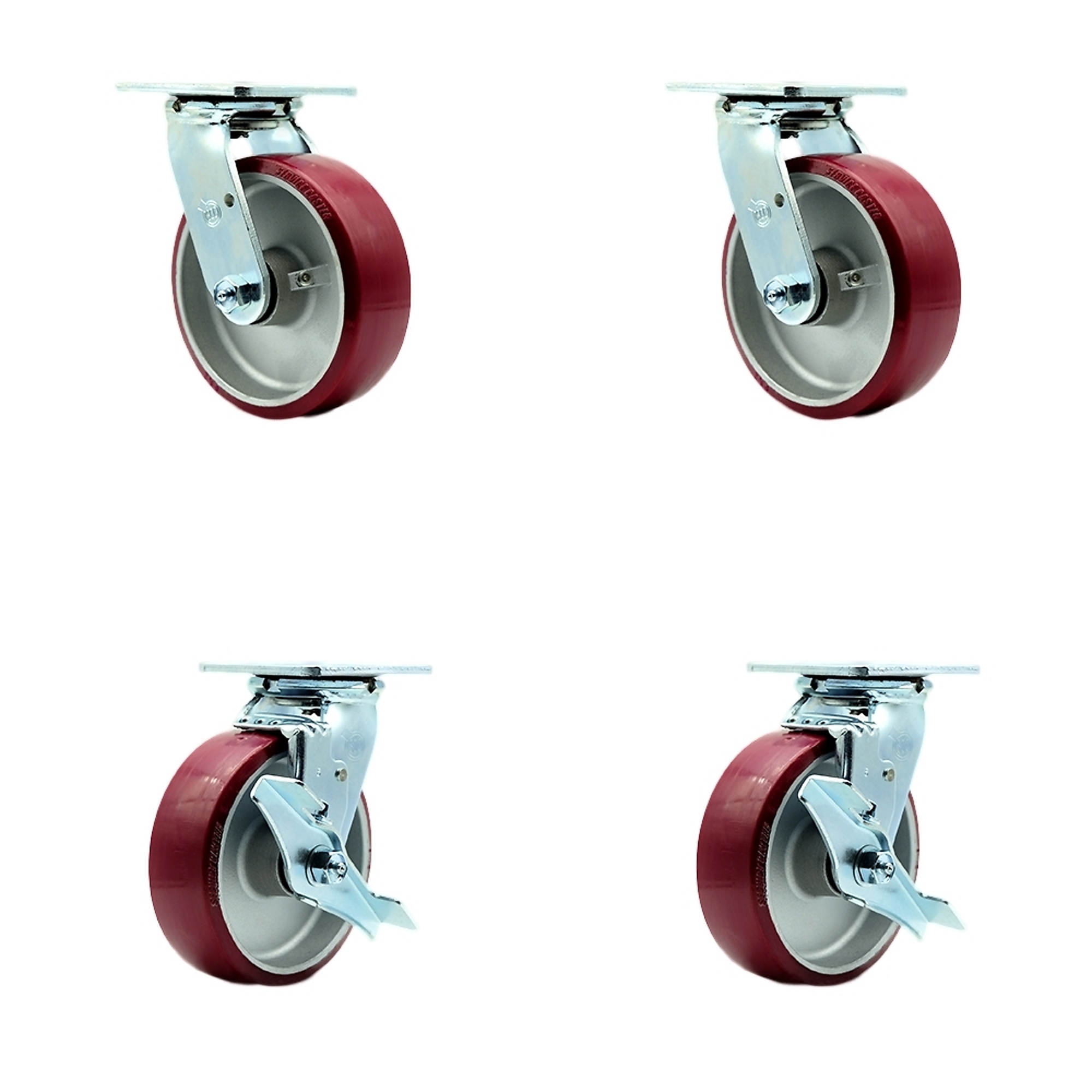 Service Caster, 6Inch x 2Inch Plate Casters, Wheel Diameter 6 in, Caster Type Swivel, Package (qty.) 4, Model SCC-SS30S620-PAB-2-TLB-2