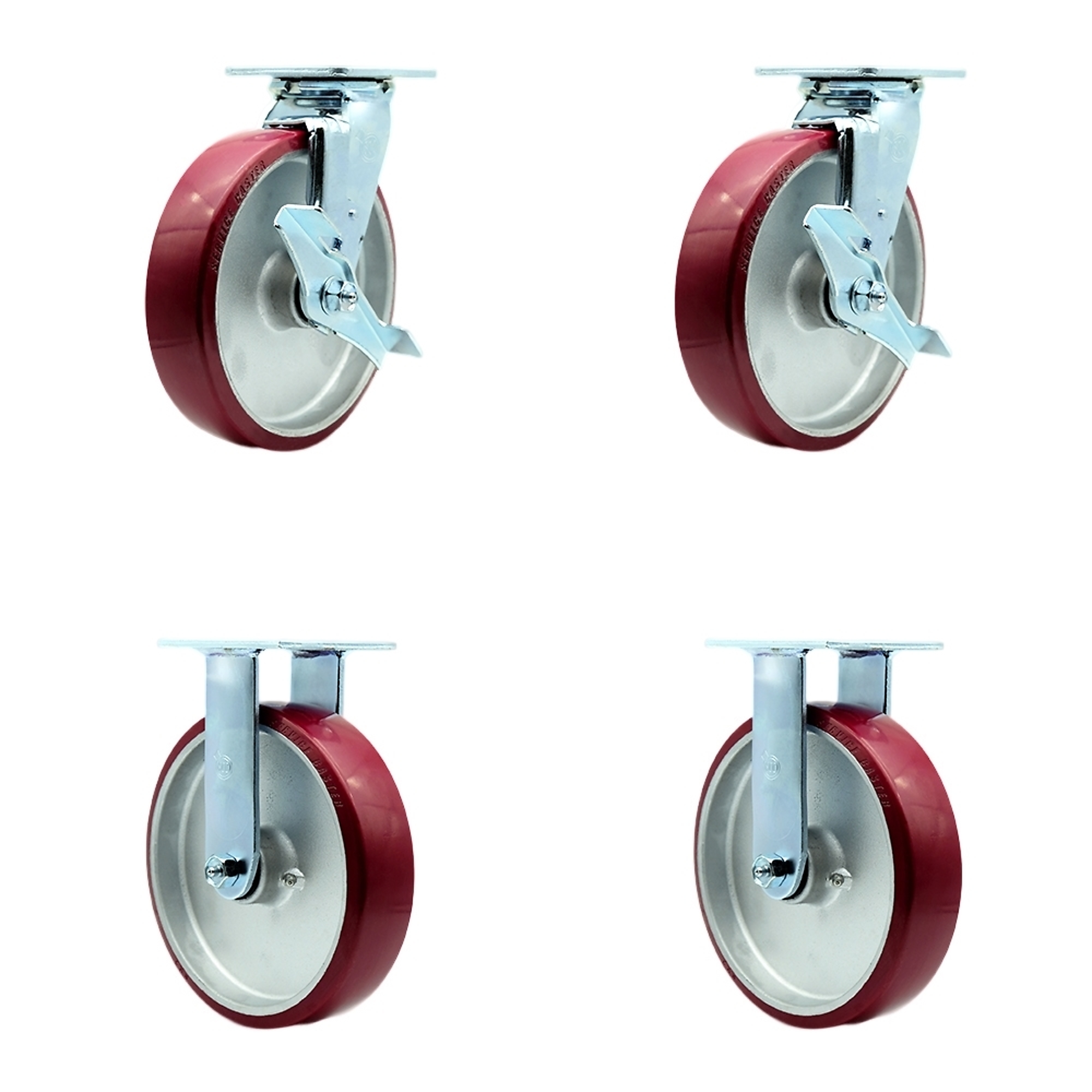 Service Caster, 8Inch x 2Inch Plate Casters, Wheel Diameter 8 in, Caster Type Swivel, Package (qty.) 4, Model SCC-SS30S820-PAB-TLB-2-R-2