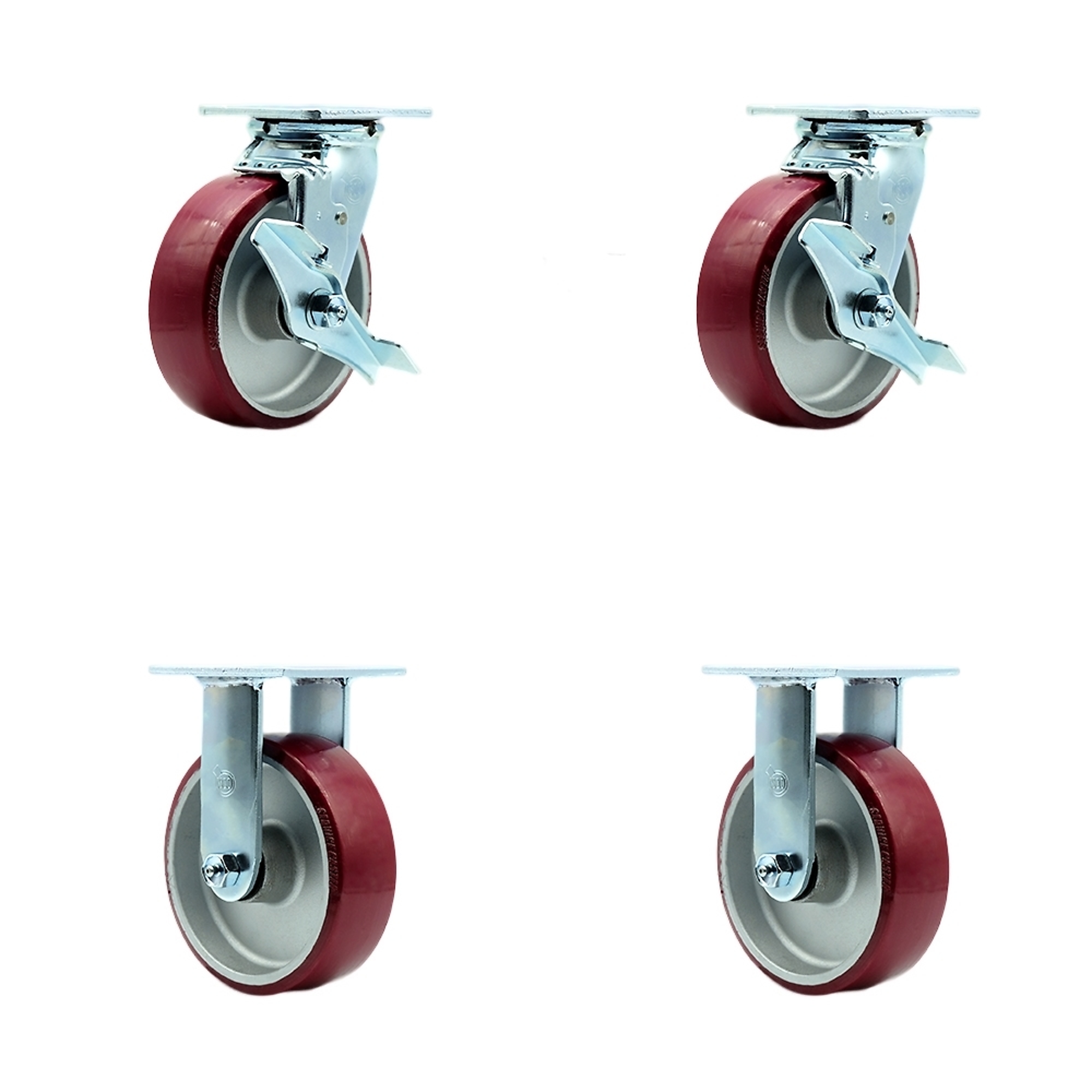 Service Caster, 6Inch x 2Inch Plate Casters, Wheel Diameter 6 in, Caster Type Swivel, Package (qty.) 4, Model SCC-SS30S620-PAB-TLB-BSL-2-R-2