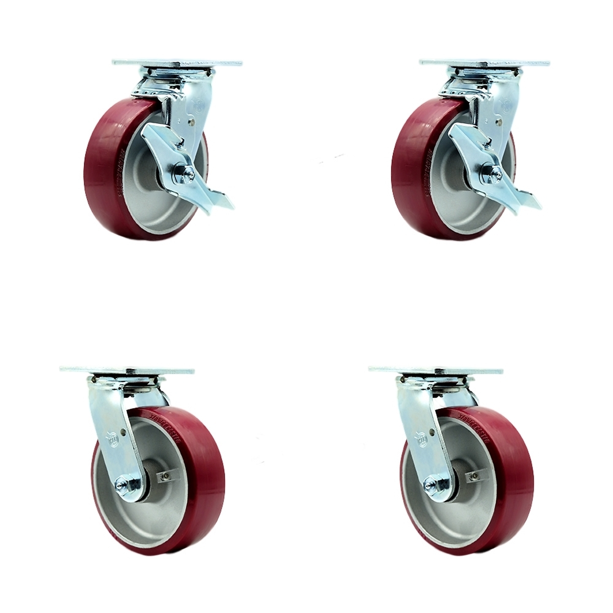 Service Caster, 6Inch x 2Inch Plate Casters, Wheel Diameter 6 in, Caster Type Swivel, Package (qty.) 4, Model SCC-SS30S620-PAB-TLB-BSL-2-BSL-2