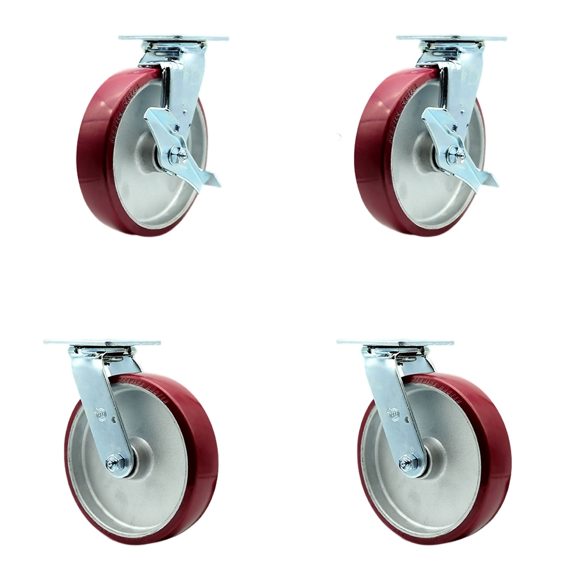 Service Caster, 8Inch x 2Inch Plate Casters, Wheel Diameter 8 in, Caster Type Swivel, Package (qty.) 4, Model SCC-SS30S820-PAB-TLB-BSL-2-BSL-2