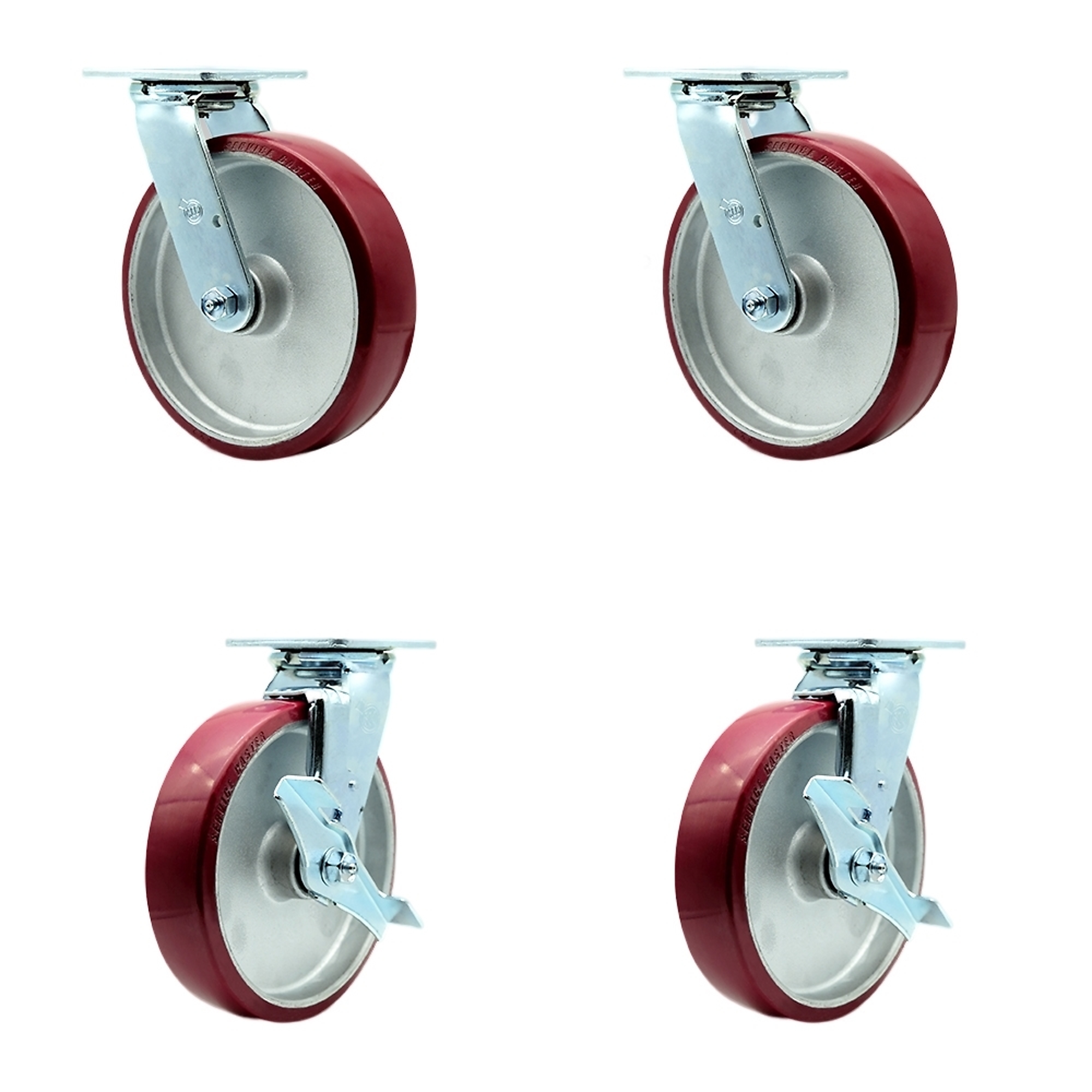 Service Caster, 8Inch x 2Inch Plate Casters, Wheel Diameter 8 in, Caster Type Swivel, Package (qty.) 4, Model SCC-SS30S820-PAB-BSL-2-TLB-2