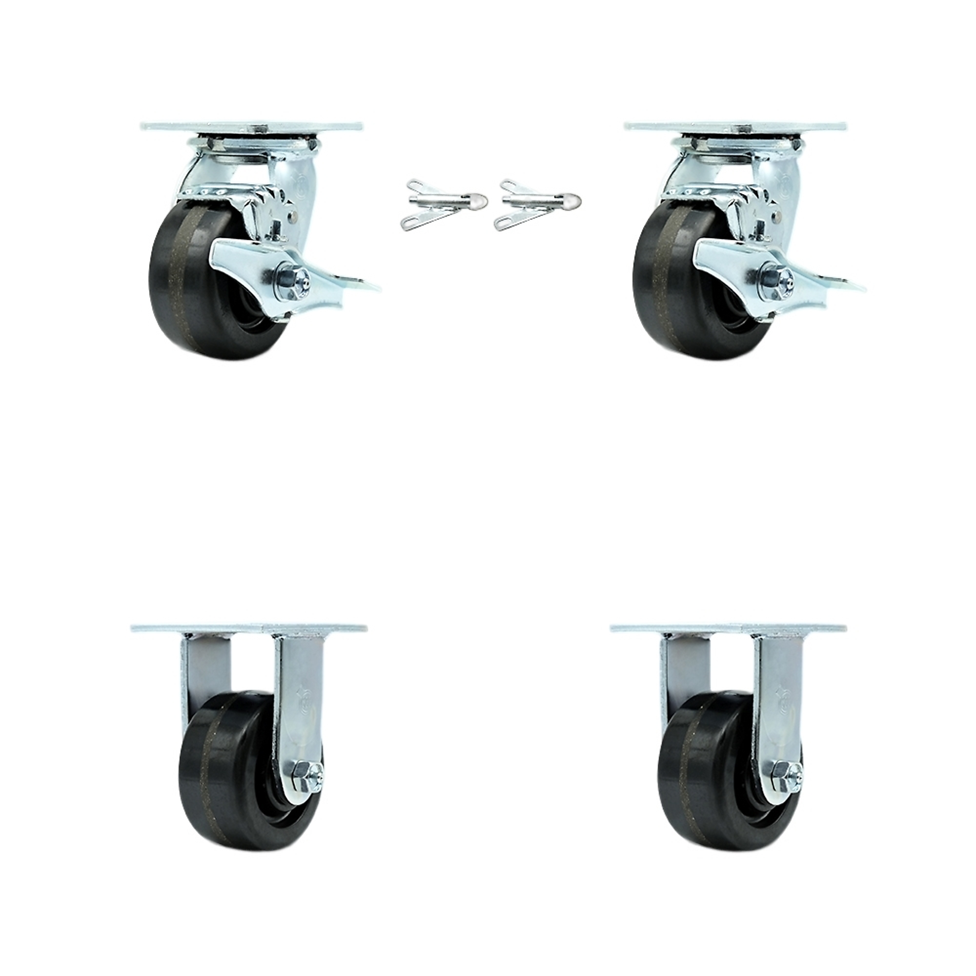 Service Caster, 4Inch x 2Inch Plate Casters, Wheel Diameter 4 in, Caster Type Swivel, Package (qty.) 4, Model SCC-30CS420-PHB-TLB-BSL-2-R-2