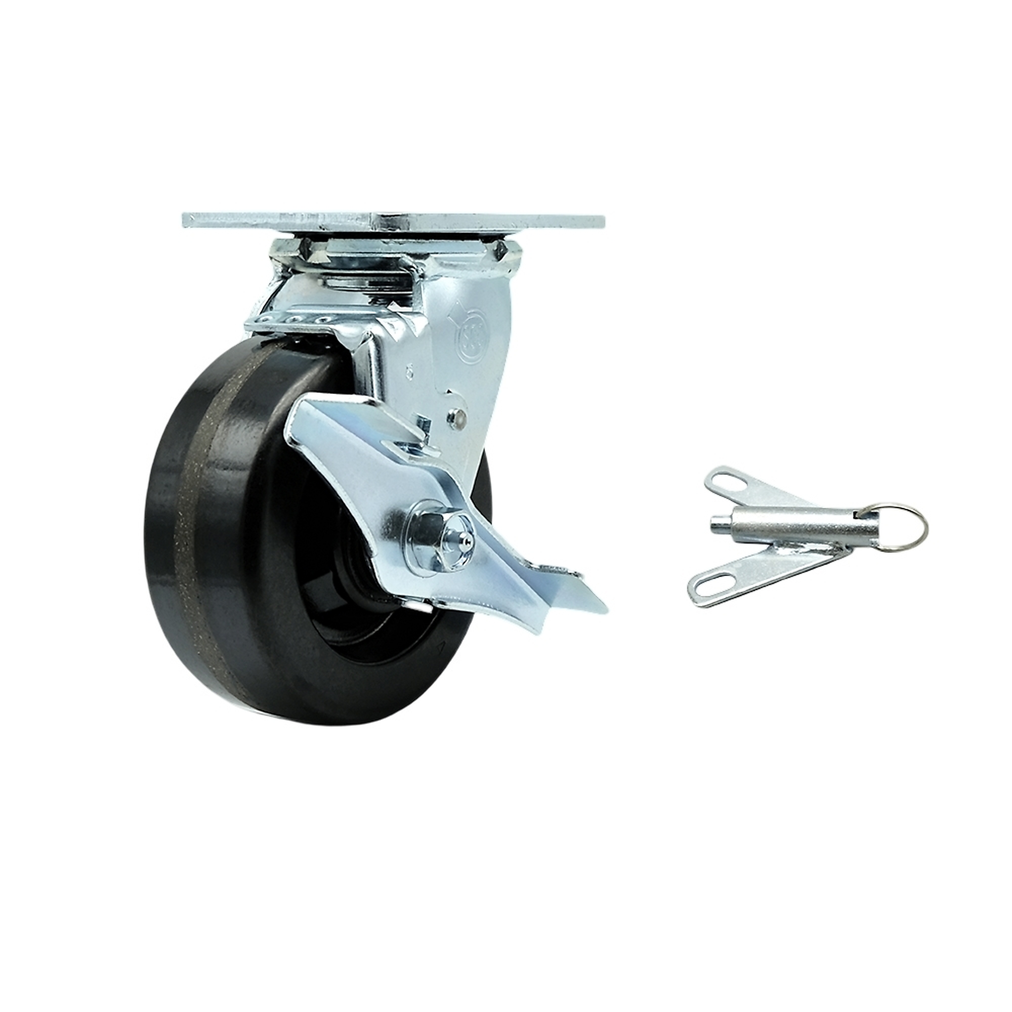 Service Caster, 5Inch x 2Inch Plate Caster, Wheel Diameter 5 in, Caster Type Swivel, Package (qty.) 1, Model SCC-30CS520-PHB-TLB-BSL