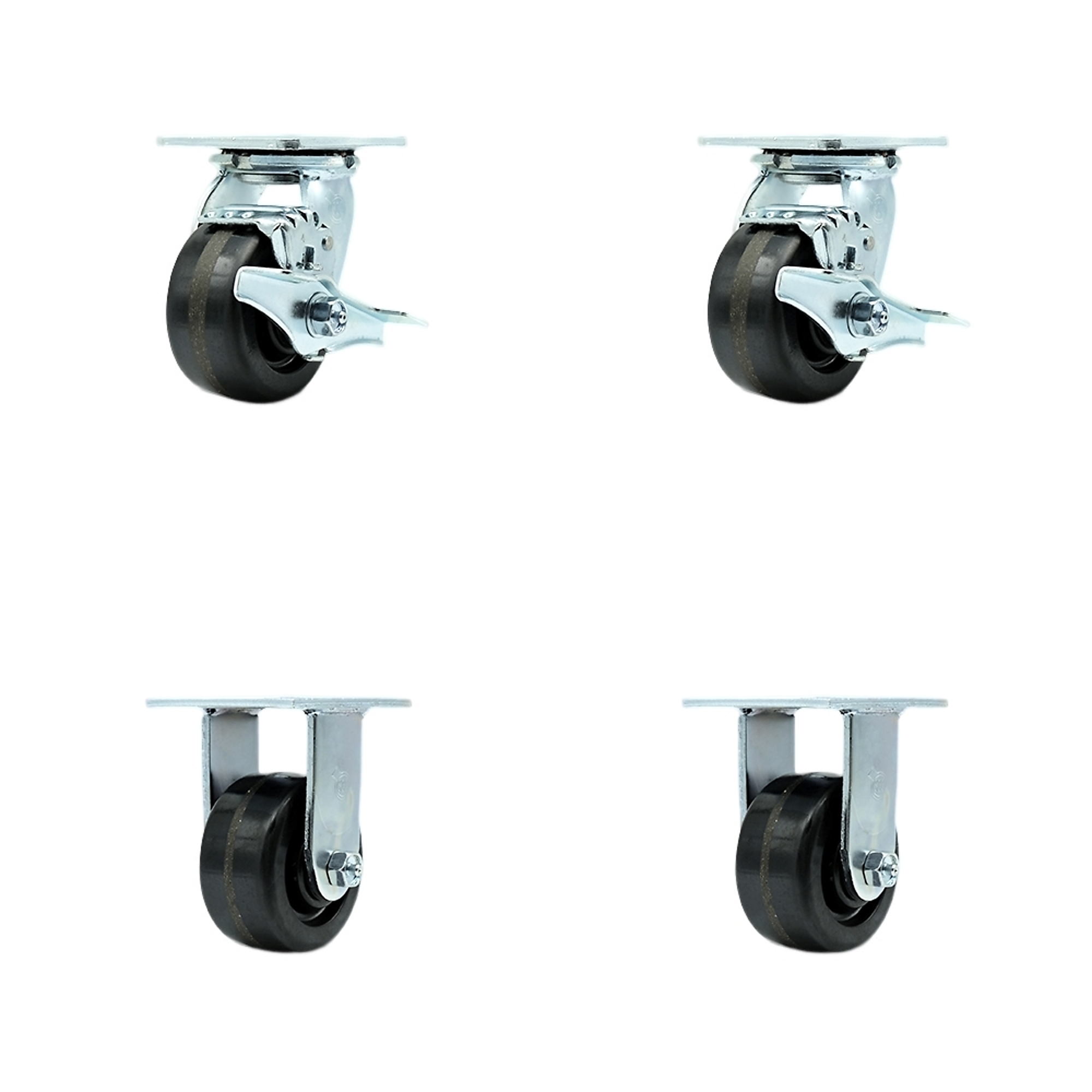 Service Caster, 4Inch x 2Inch Plate Casters, Wheel Diameter 4 in, Caster Type Swivel, Package (qty.) 4, Model SCC-30CS420-PHB-TLB-2-R420-2