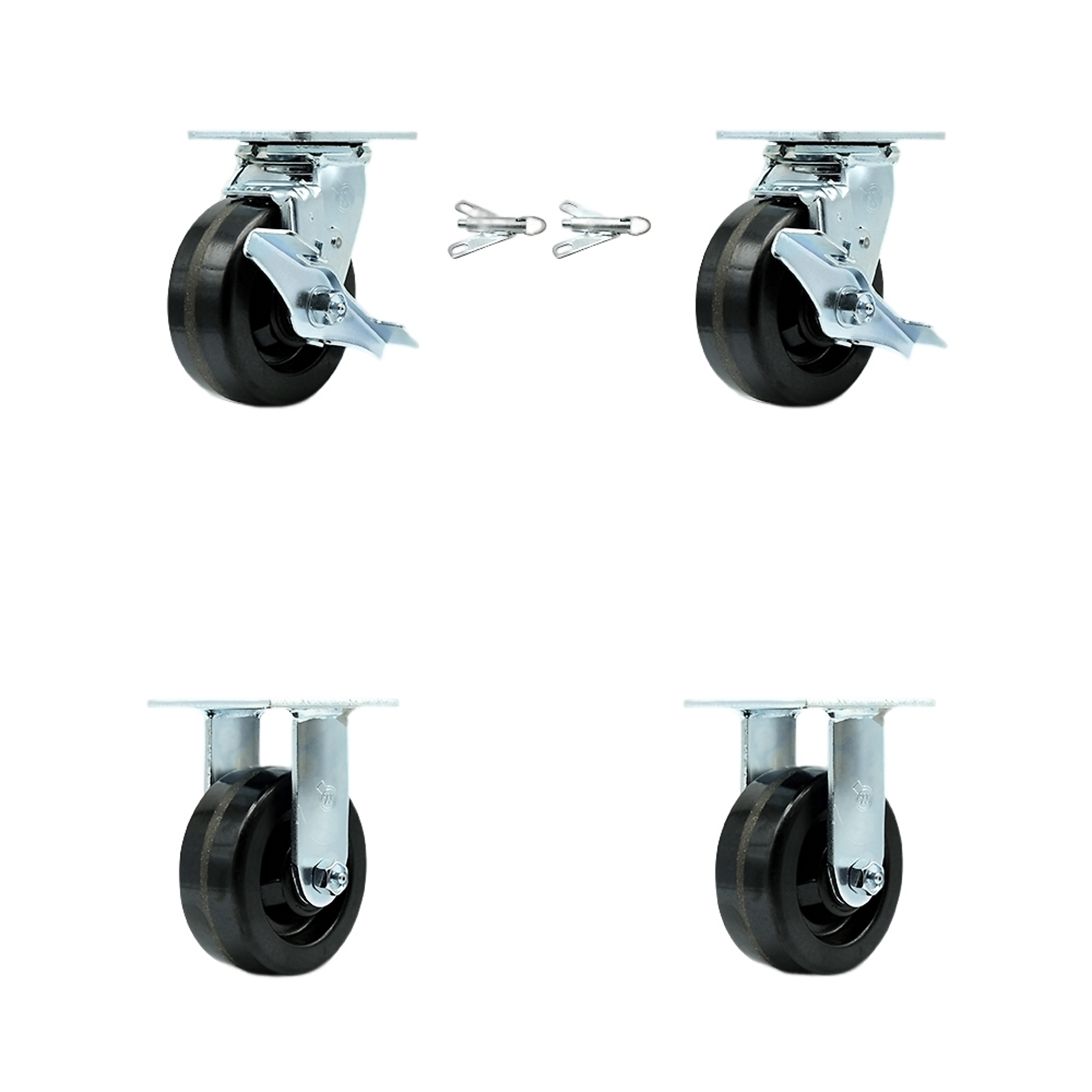 Service Caster, 5Inch x 2Inch Plate Casters, Wheel Diameter 5 in, Caster Type Swivel, Package (qty.) 4, Model SCC-30CS520-PHB-TLB-BSL-2-R-2