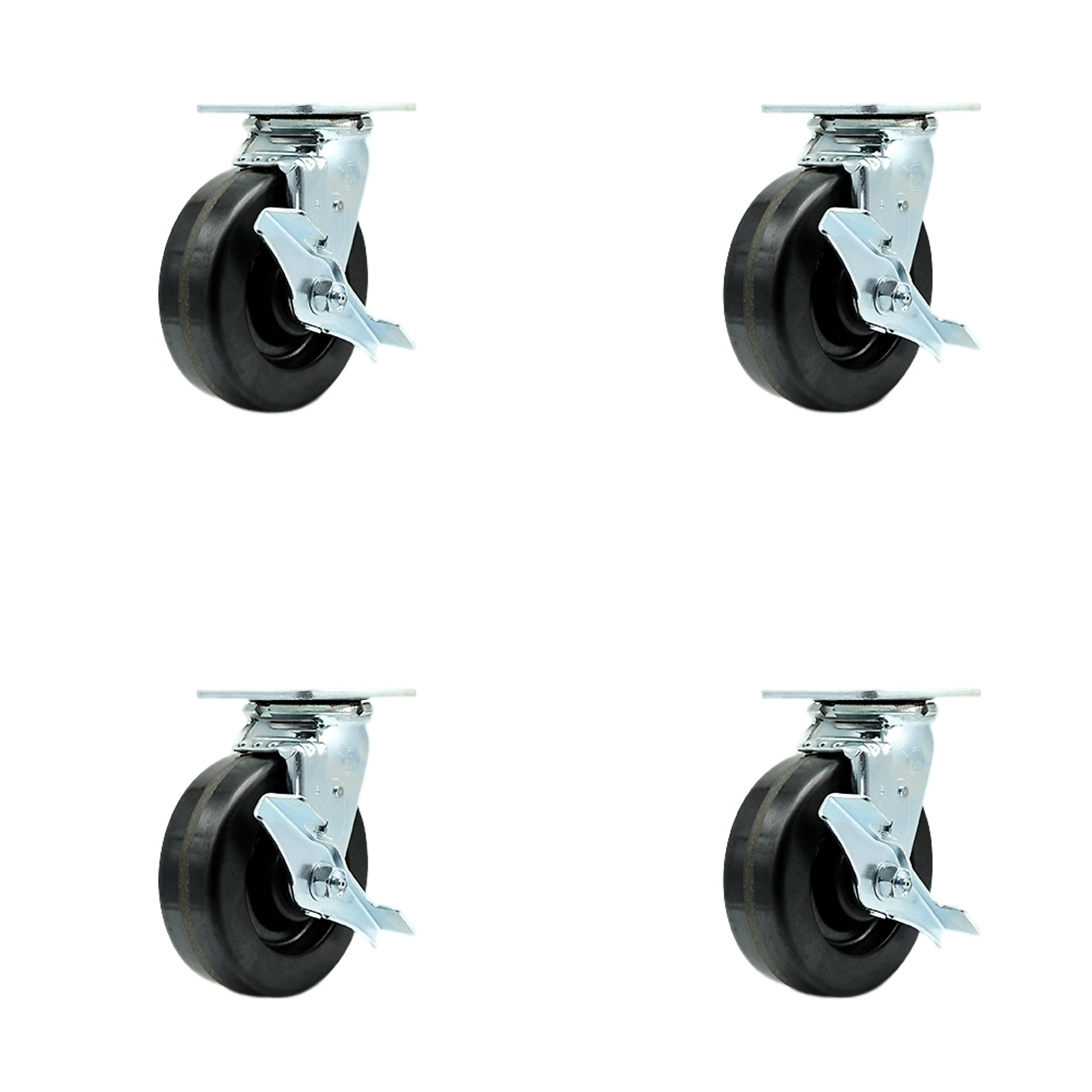 Service Caster, 6Inch x 2Inch Plate Casters, Wheel Diameter 6 in, Caster Type Swivel, Package (qty.) 4, Model SCC-30CS620-PHB-TLB-4