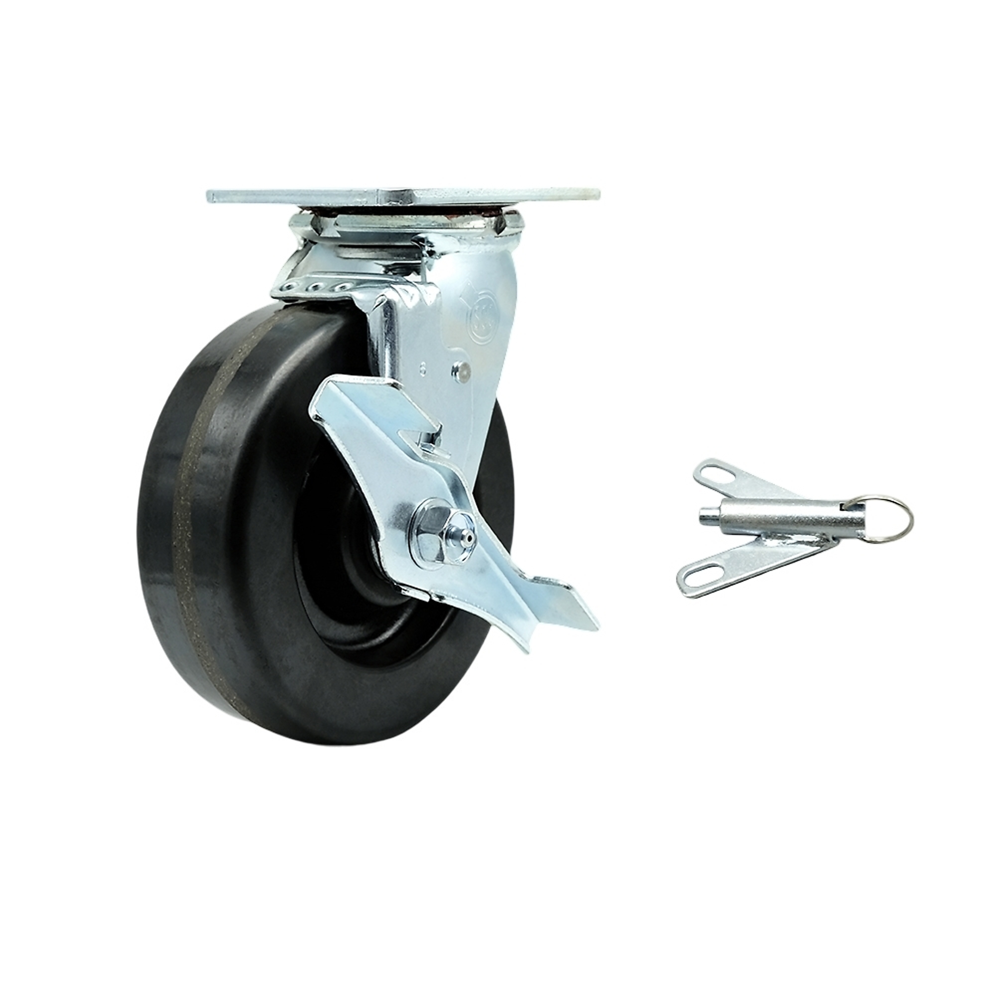 Service Caster, 6Inch x 2Inch Plate Caster, Wheel Diameter 6 in, Caster Type Swivel, Package (qty.) 1, Model SCC-30CS620-PHB-TLB-BSL