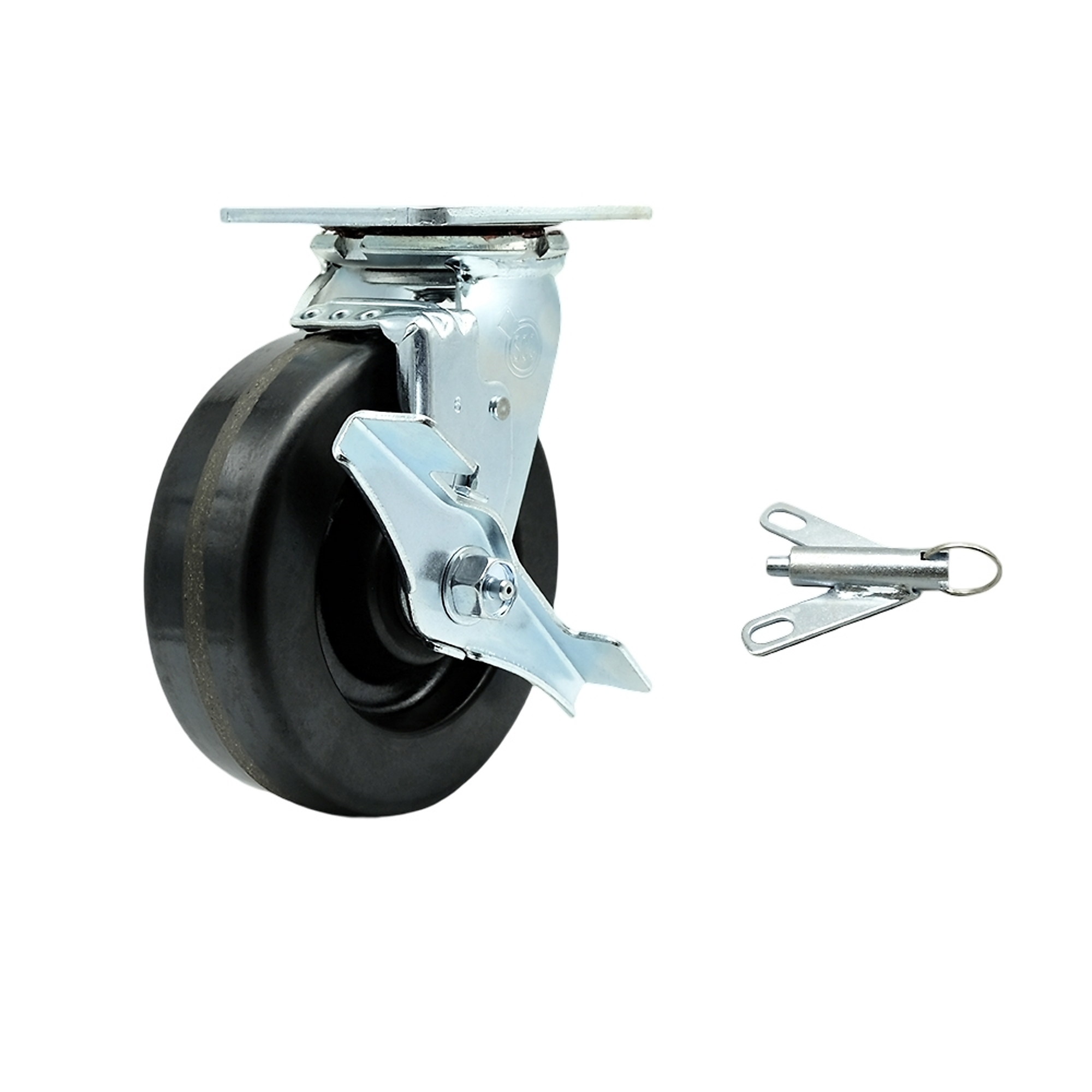 Service Caster, 6Inch x 2Inch Plate Caster, Wheel Diameter 6 in, Caster Type Swivel, Package (qty.) 1, Model SCC-30CS620-PHB-BSL