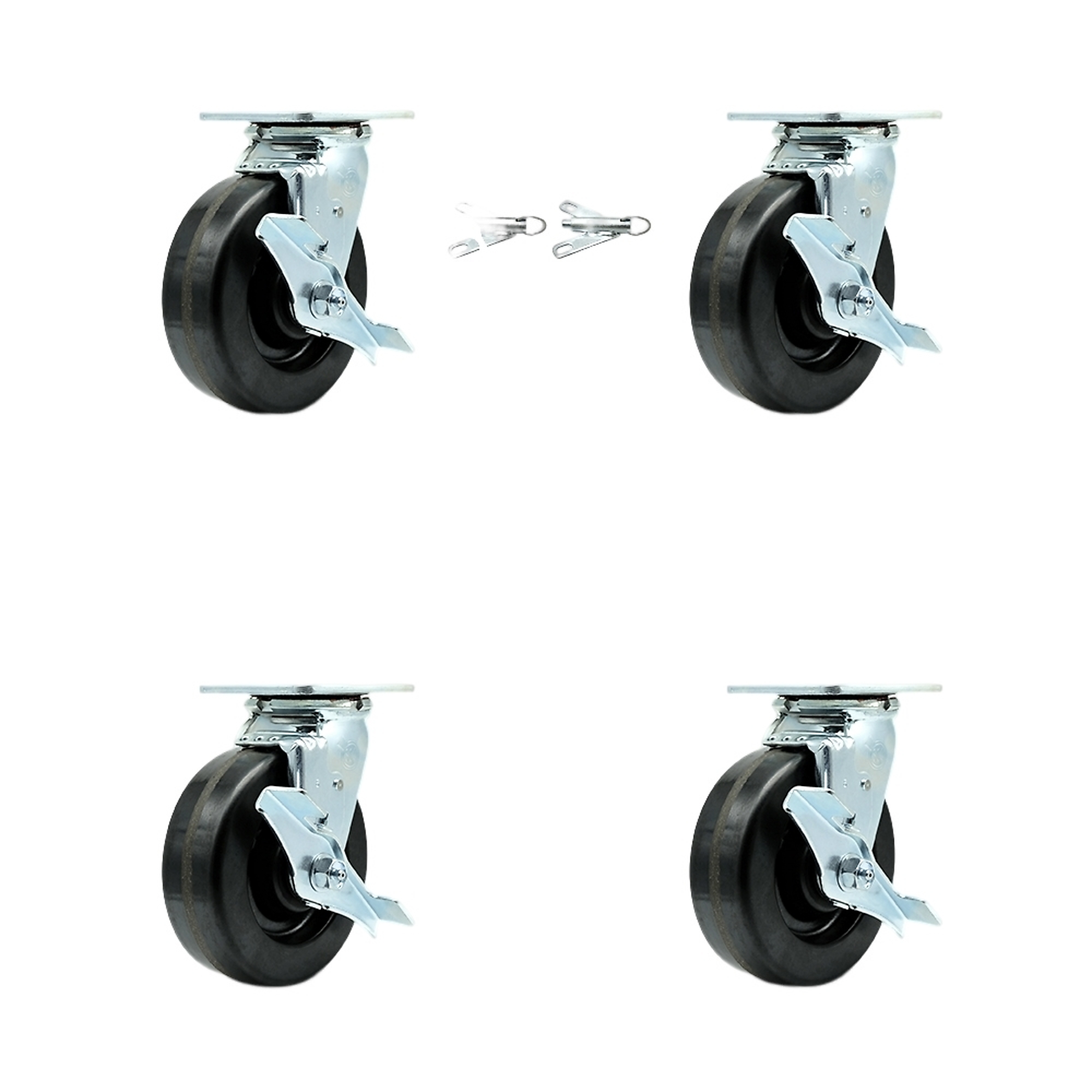 Service Caster, 6Inch x 2Inch Plate Casters, Wheel Diameter 6 in, Caster Type Swivel, Package (qty.) 4, Model SCC-30CS620-PHB-TLB-BSL-2-TLB-2