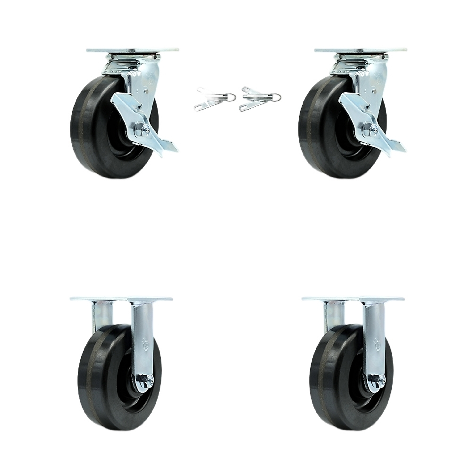 Service Caster, 6Inch x 2Inch Plate Casters, Wheel Diameter 6 in, Caster Type Swivel, Package (qty.) 4, Model SCC-30CS620-PHB-TLB-BSL-2-R-2