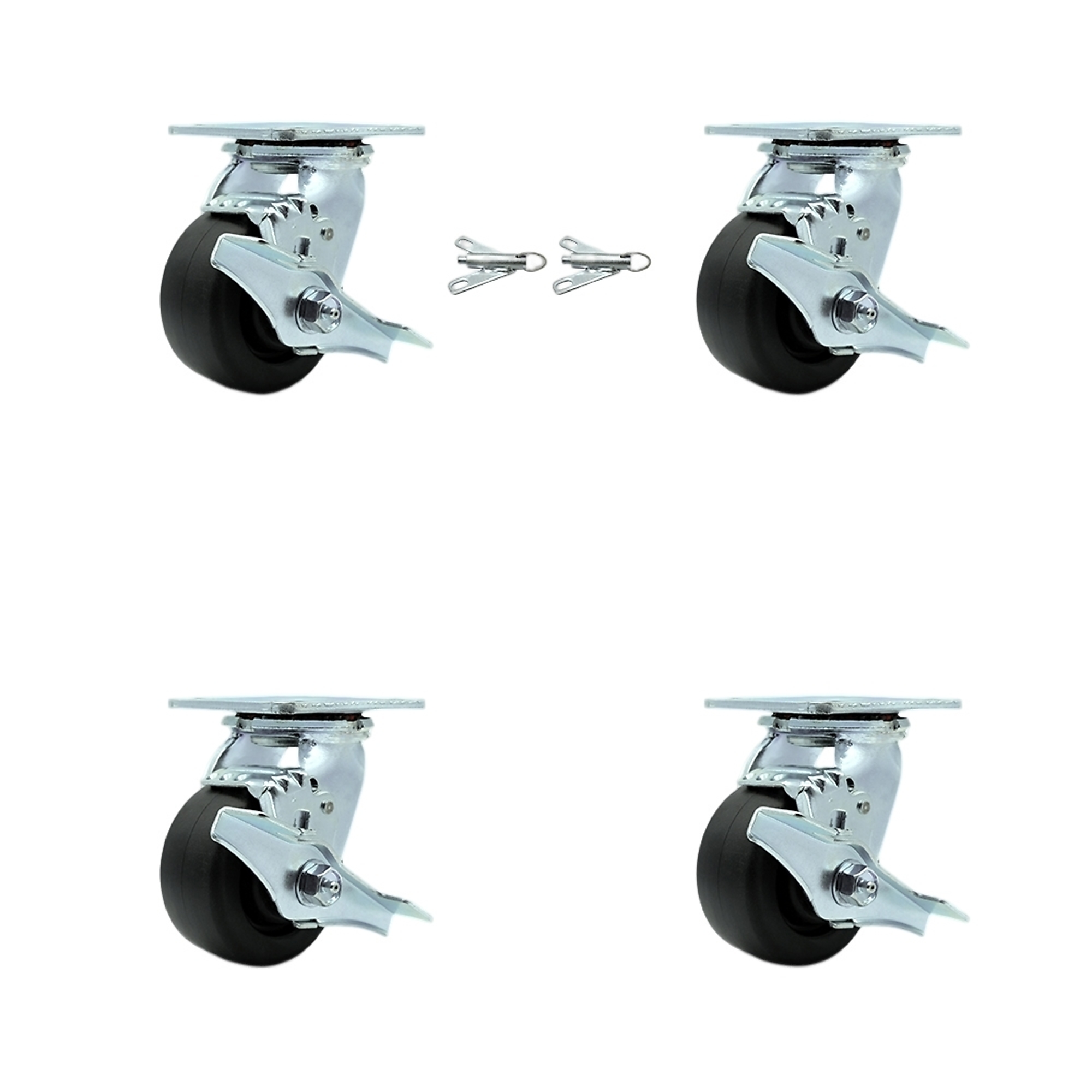 Service Caster, 4Inch x 2Inch Plate Caster, Wheel Diameter 4 in, Caster Type Swivel, Package (qty.) 1, Model SCC-30CS420-POB-TLB-BSL-2-TLB-2