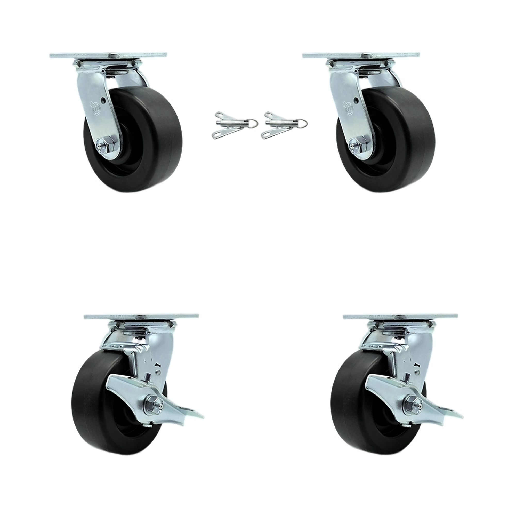 Service Caster, 5Inch x 2Inch Plate Caster, Wheel Diameter 5 in, Caster Type Swivel, Package (qty.) 1, Model SCC-30CS520-POB-BSL-2-TLB-2