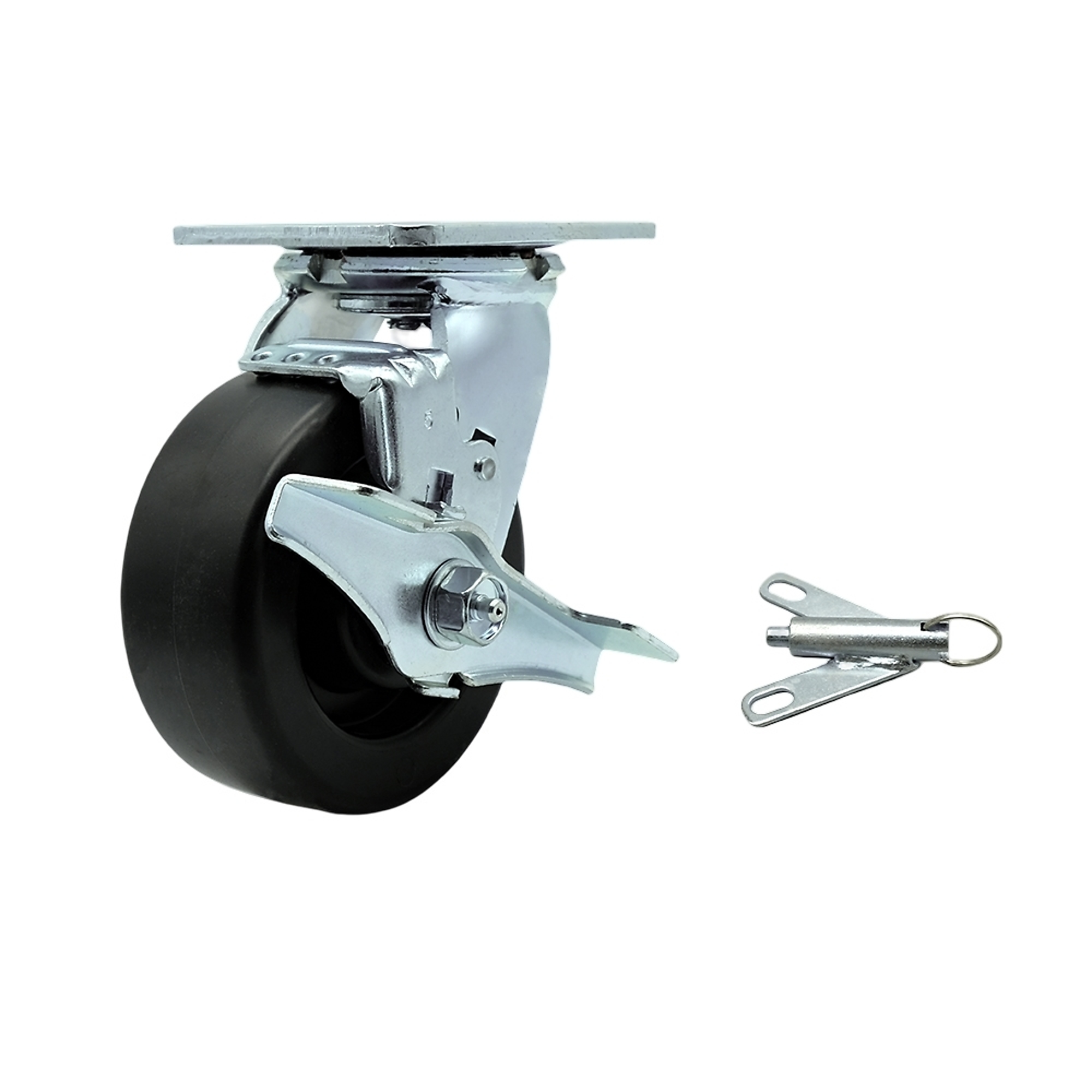 Service Caster, 5Inch x 2Inch Plate Caster, Wheel Diameter 5 in, Caster Type Swivel, Package (qty.) 1, Model SCC-30CS520-POB-TLB-BSL