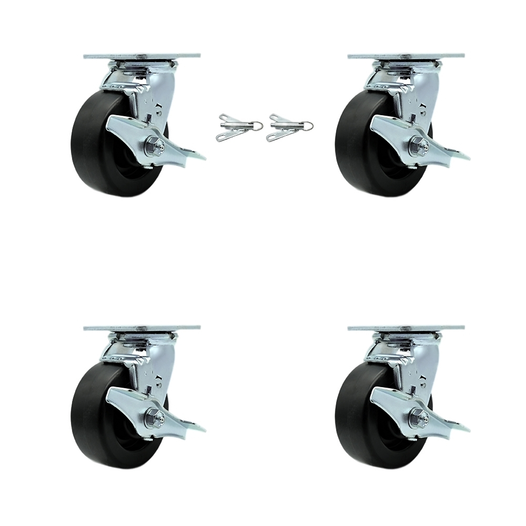 Service Caster, 5Inch x 2Inch Plate Caster, Wheel Diameter 5 in, Caster Type Swivel, Package (qty.) 1, Model SCC-30CS520-POB-TLB-BSL-2-TLB-2