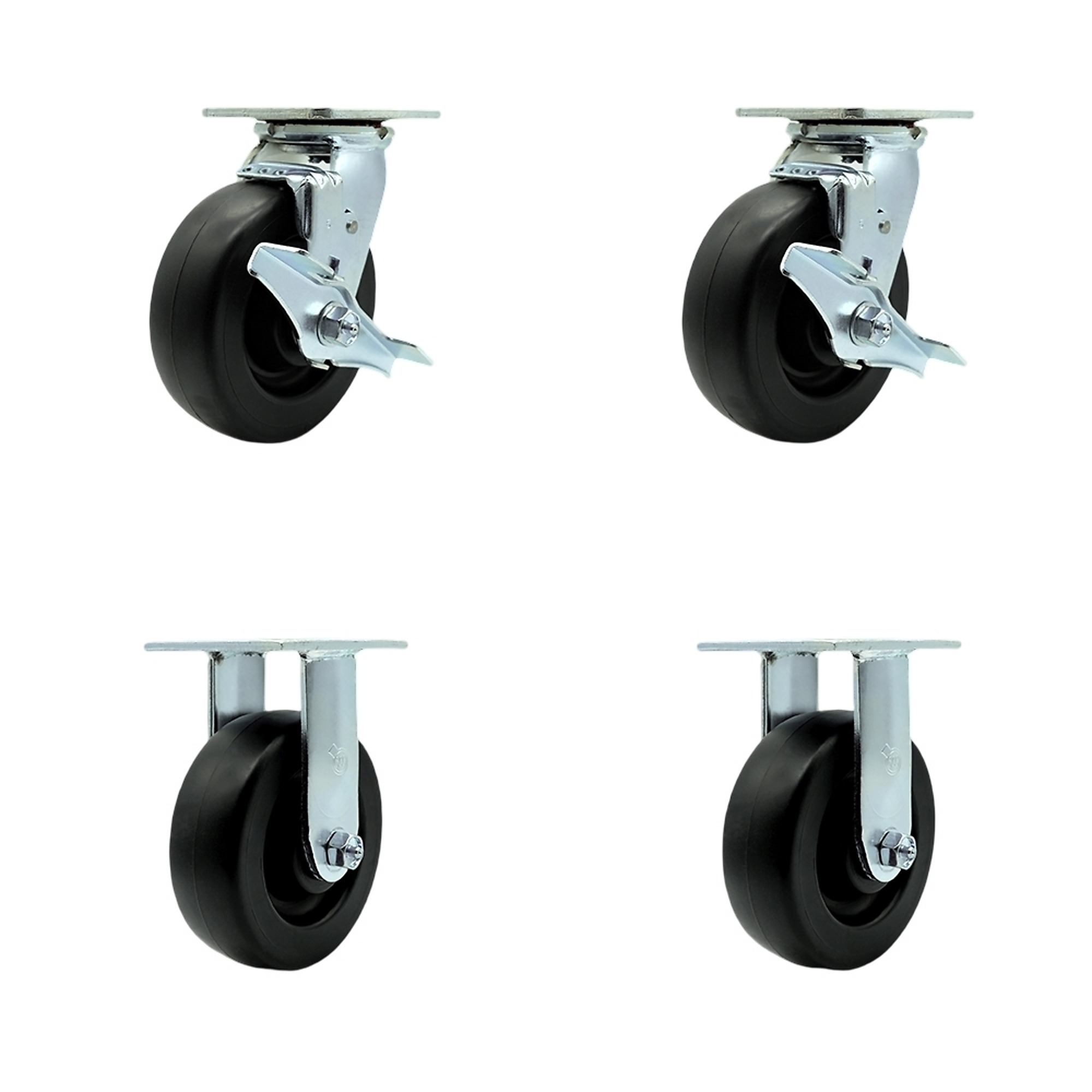 Service Caster, 6Inch x 2Inch Plate Casters, Wheel Diameter 6 in, Caster Type Swivel, Package (qty.) 4, Model SCC-30CS620-POB-TLB-2-R620-2