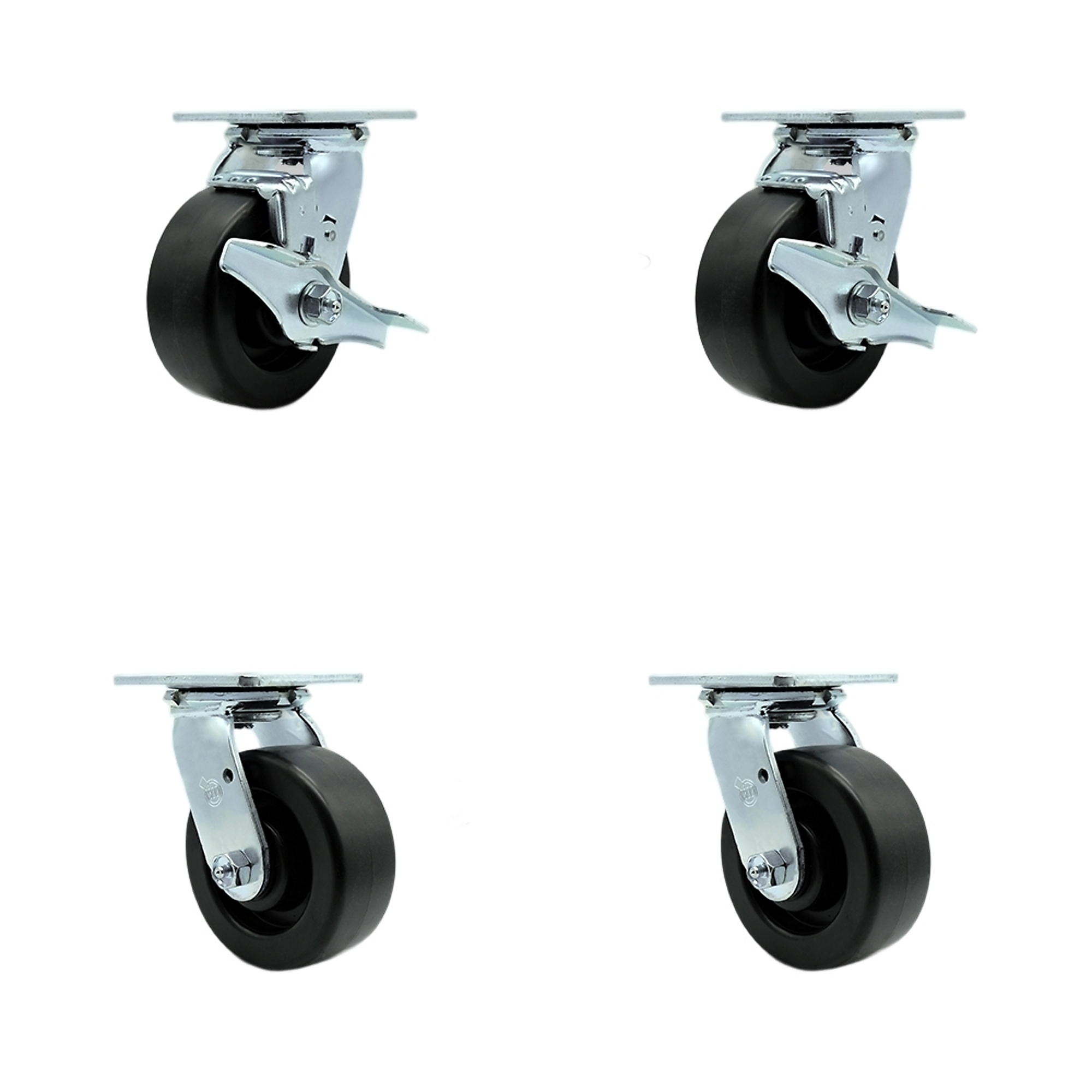 Service Caster, 5Inch x 2Inch Plate Casters, Wheel Diameter 5 in, Caster Type Swivel, Package (qty.) 4, Model SCC-SS30S520-POB-TLB-BSL-2-BSL-2