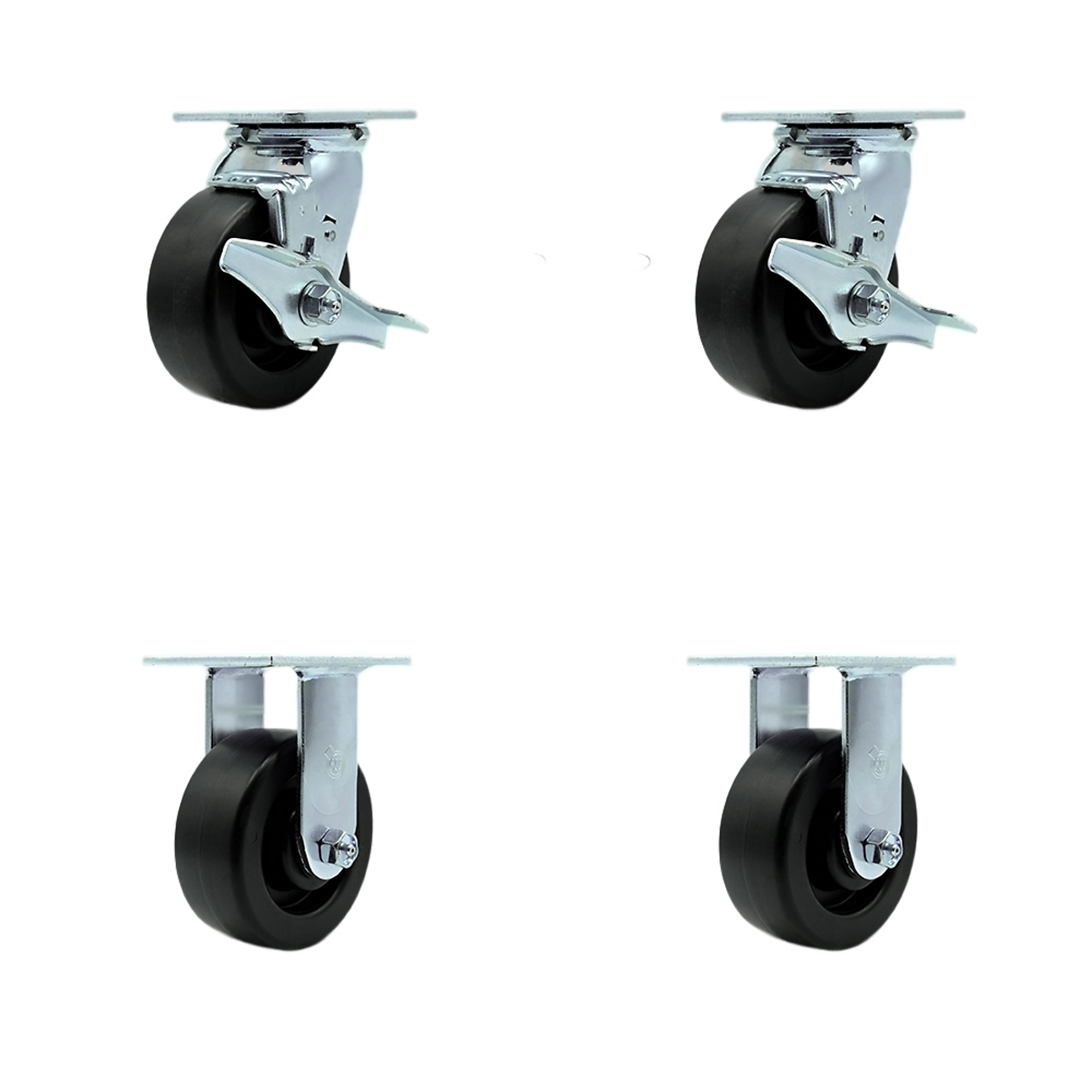 Service Caster, 5Inch x 2Inch Plate Casters, Wheel Diameter 5 in, Caster Type Swivel, Package (qty.) 4, Model SCC-SS30S520-POB-TLB-BSL-2-R-2