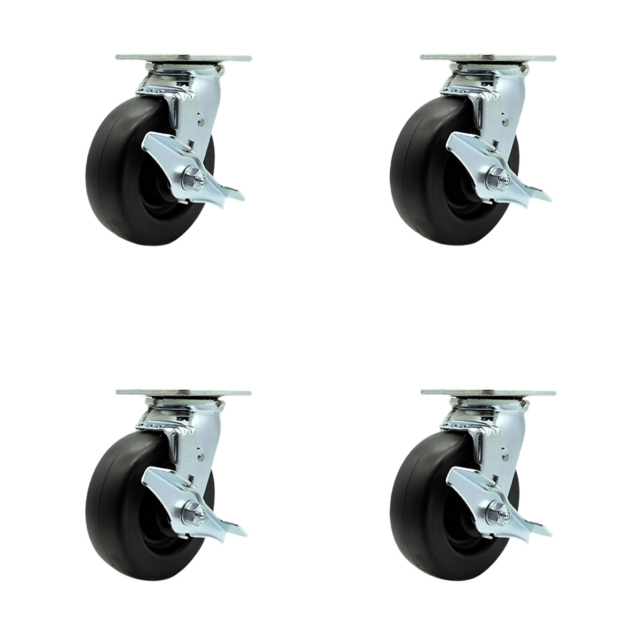 Service Caster, 6Inch x 2Inch Plate Casters, Wheel Diameter 6 in, Caster Type Swivel, Package (qty.) 4, Model SCC-SS30S620-POB-TLB-BSL-2-TLB-2