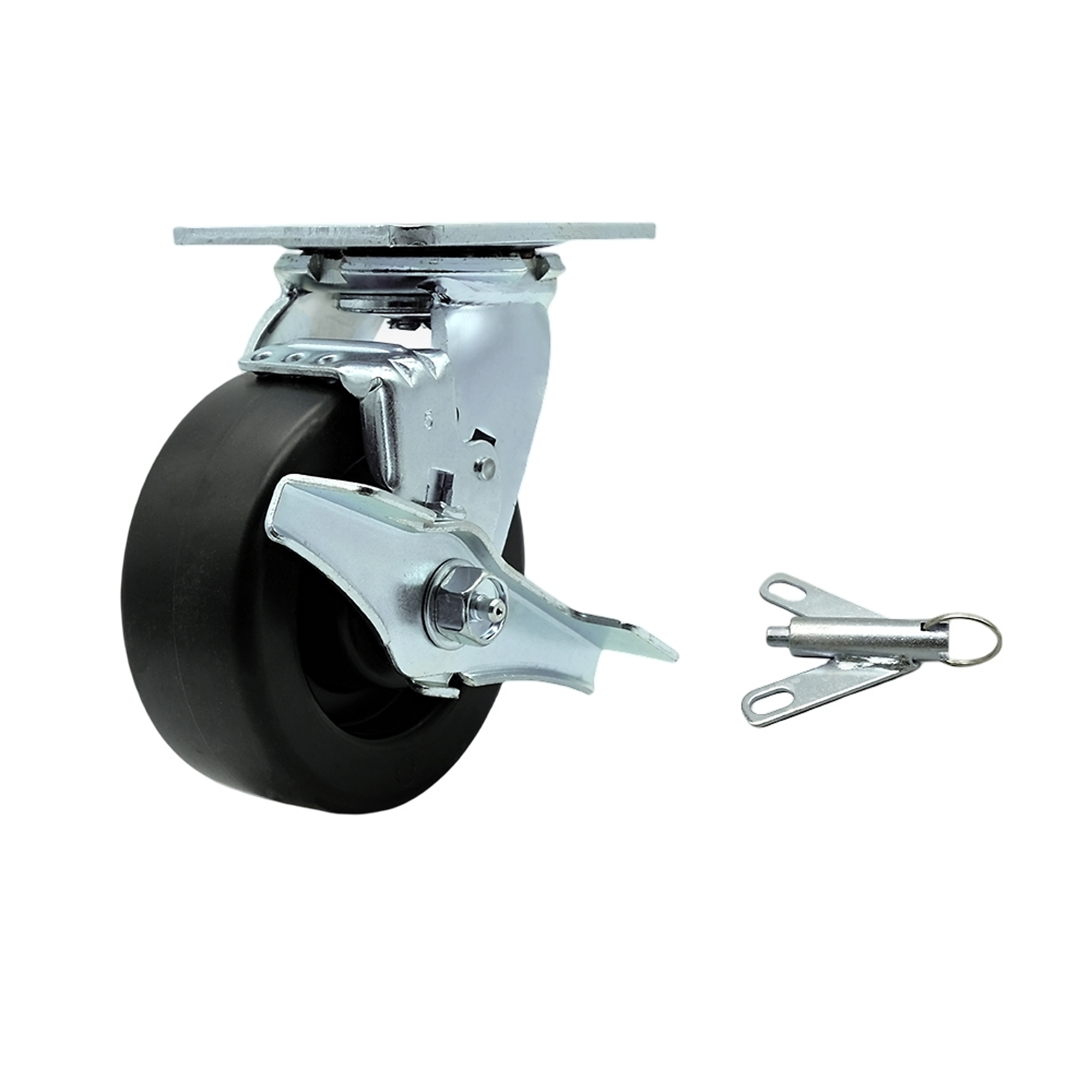 Service Caster, 5Inch x 2Inch Plate Caster, Wheel Diameter 5 in, Caster Type Swivel, Package (qty.) 1, Model SCC-SS30S520-POB-TLB-BSL