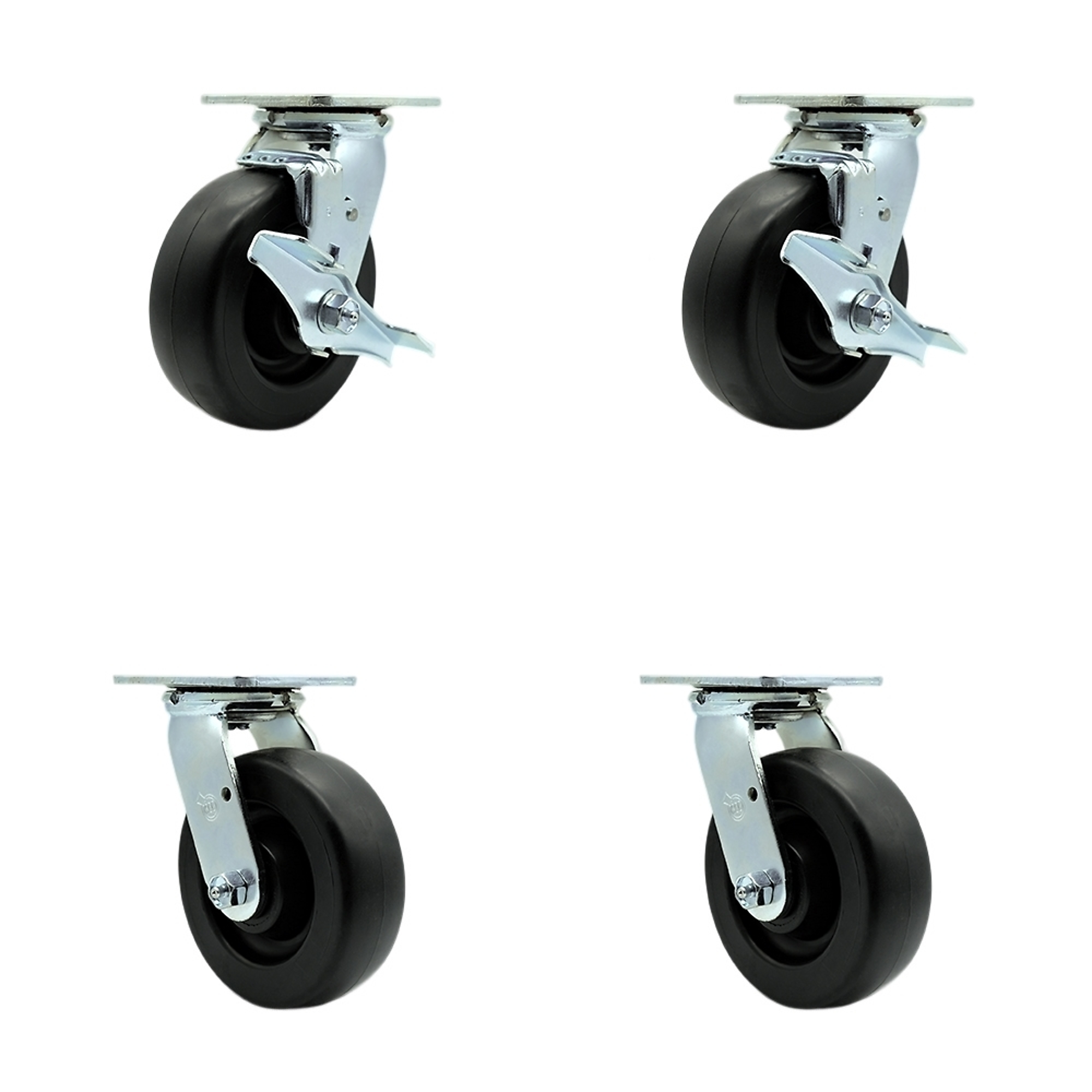 Service Caster, 6Inch x 2Inch Plate Casters, Wheel Diameter 6 in, Caster Type Swivel, Package (qty.) 4, Model SCC-SS30S620-POB-TLB-BSL-2-BSL-2