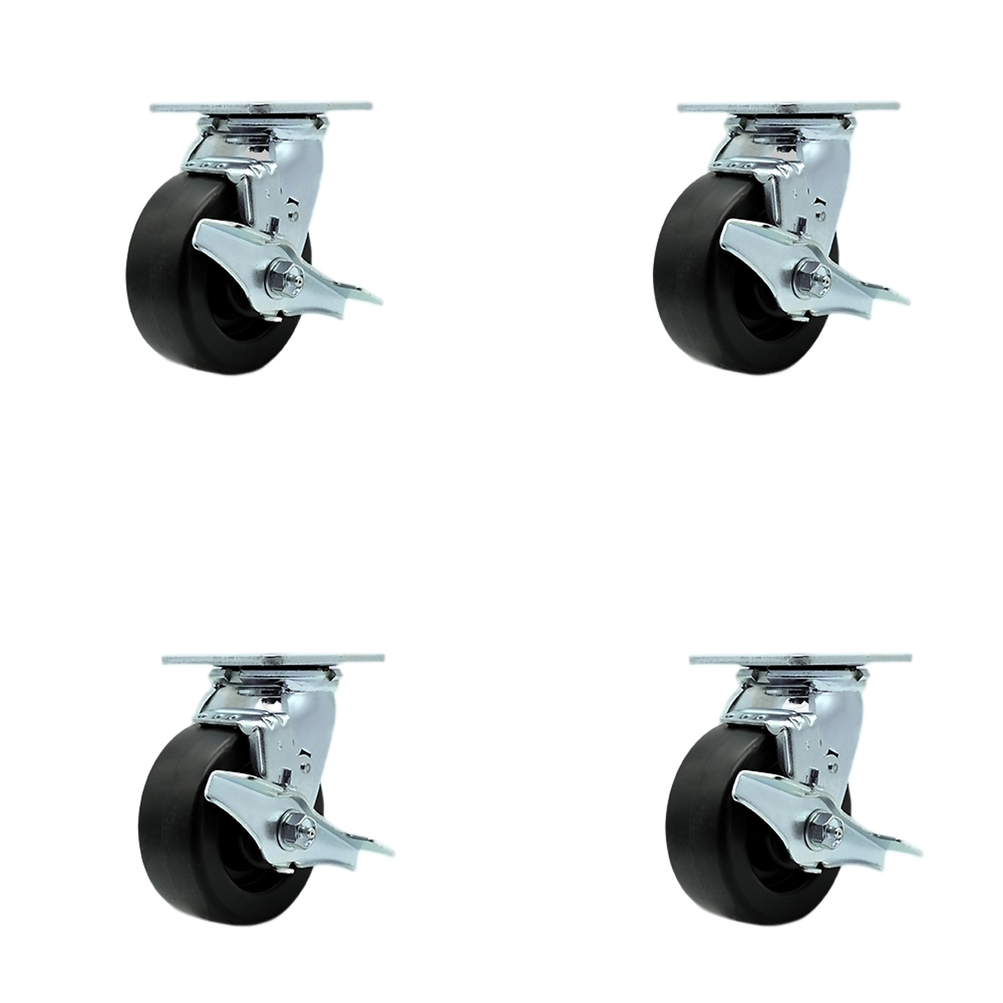 Service Caster, 5Inch x 2Inch Plate Casters, Wheel Diameter 5 in, Caster Type Swivel, Package (qty.) 4, Model SCC-SS30S520-POB-TLB-BSL-4