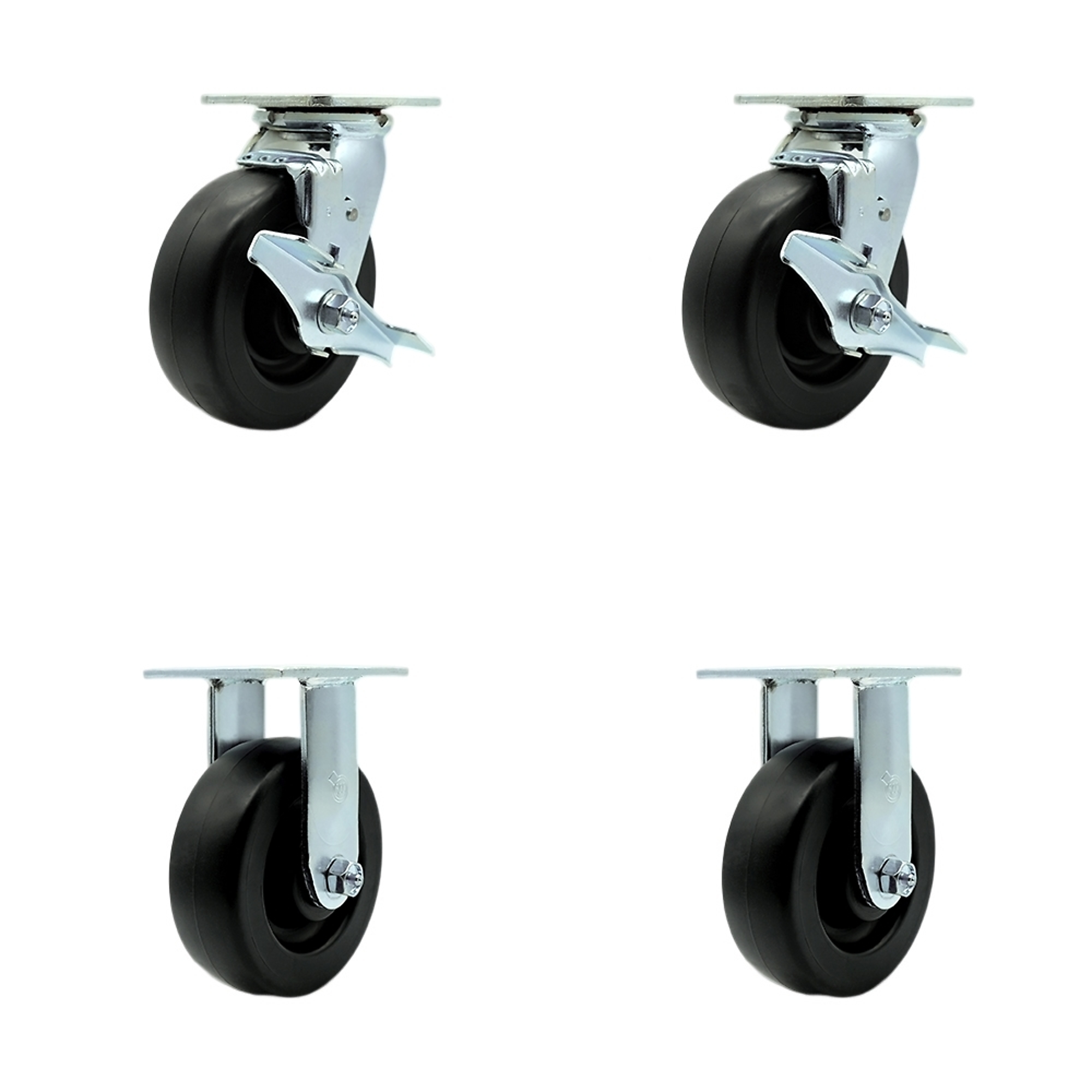 Service Caster, 6Inch x 2Inch Plate Casters, Wheel Diameter 6 in, Caster Type Swivel, Package (qty.) 4, Model SCC-SS30S620-POB-TLB-BSL-2-R-2