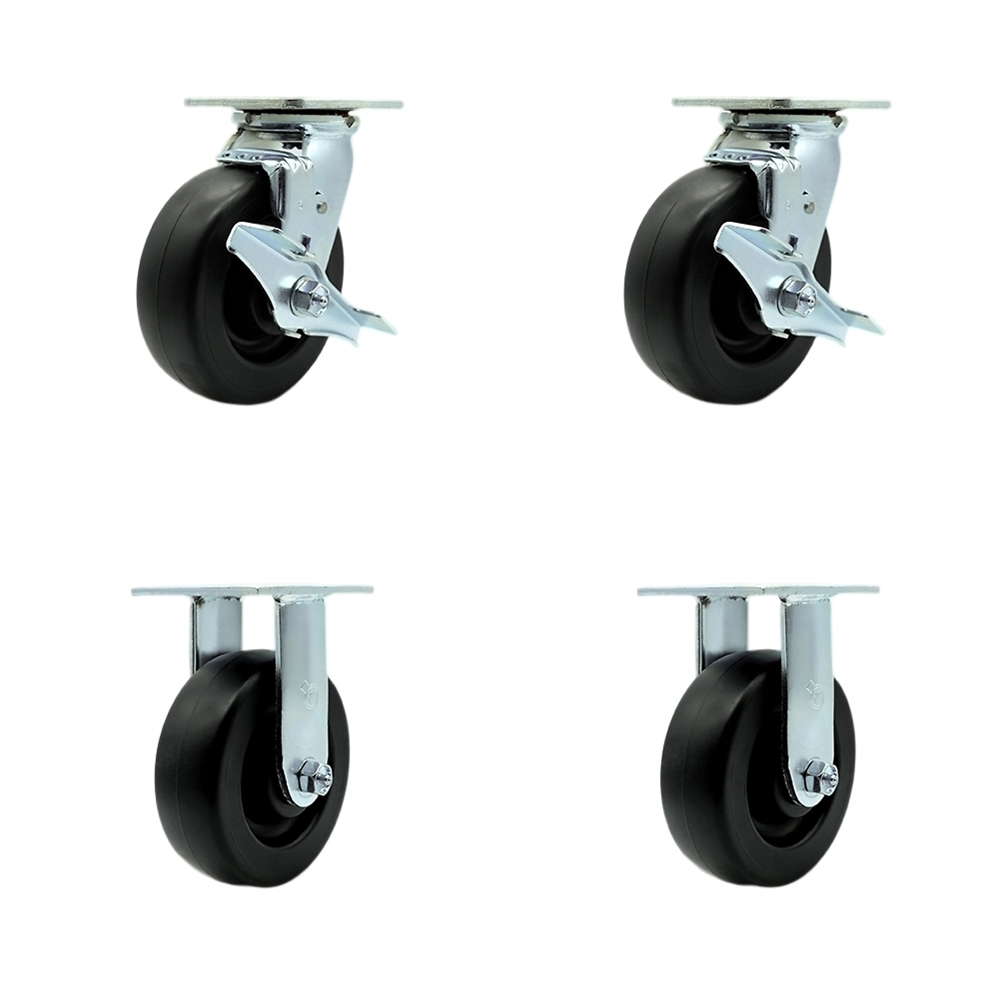 Service Caster, 6Inch x 2Inch Plate Casters, Wheel Diameter 6 in, Caster Type Swivel, Package (qty.) 4, Model SCC-SS30S620-POB-TLB-2-R-2