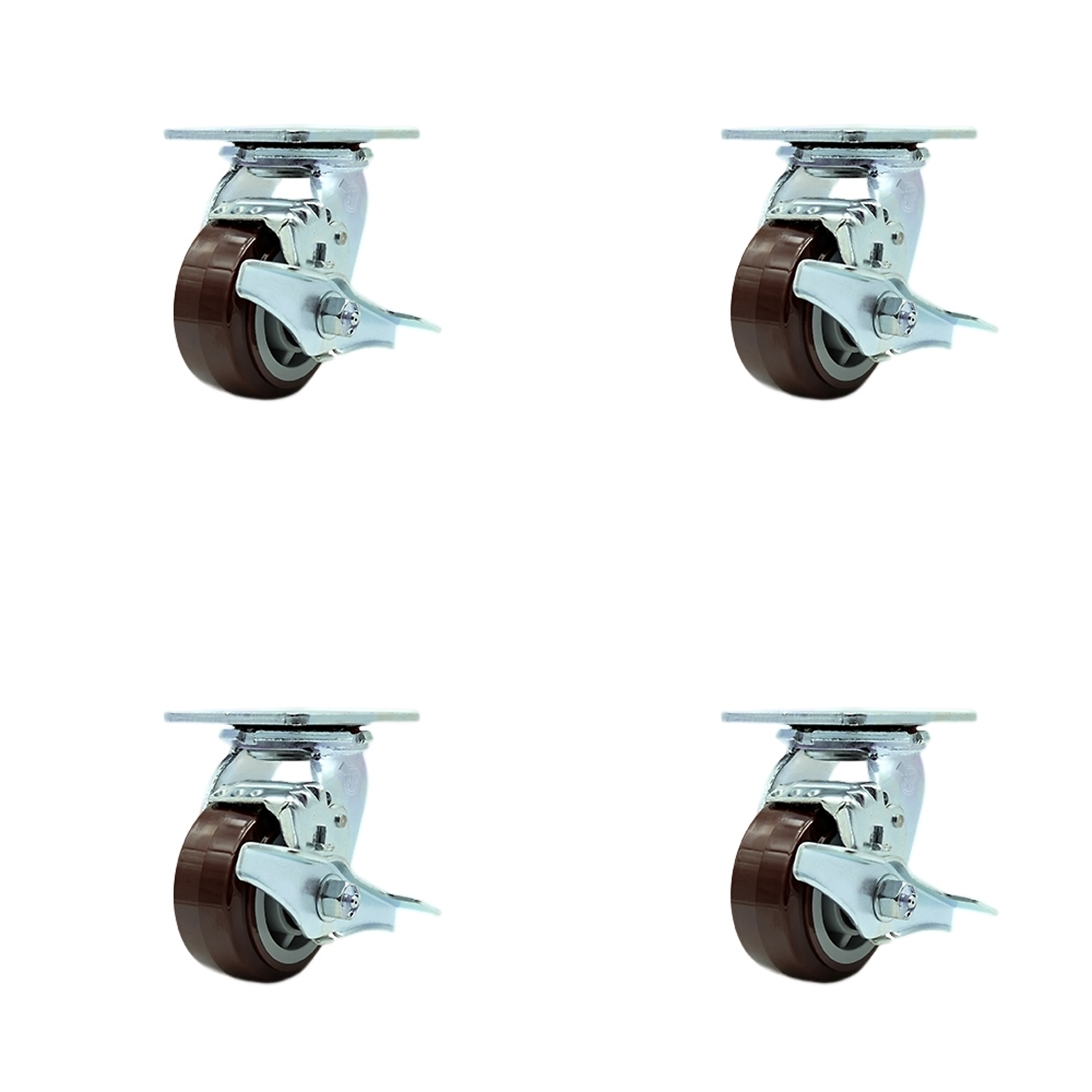 Service Caster, 4Inch x 2Inch Plate Casters, Wheel Diameter 4 in, Caster Type Swivel, Package (qty.) 4, Model SCC-30CS420-PPUB-TLB-4