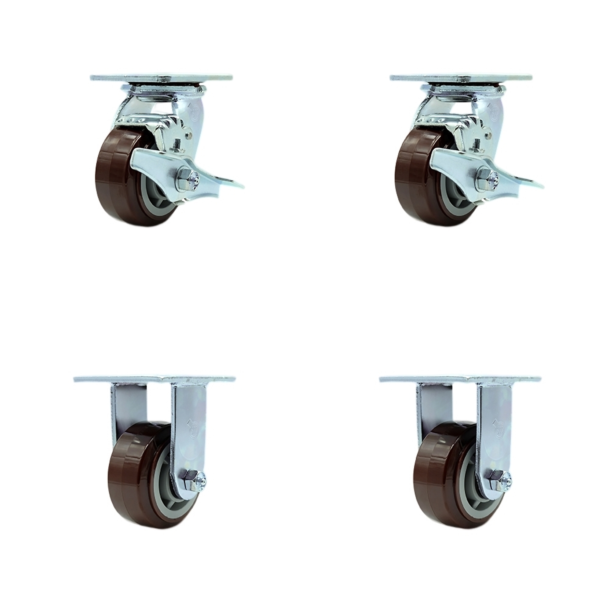 Service Caster, 4Inch x 2Inch Plate Casters, Wheel Diameter 4 in, Caster Type Swivel, Package (qty.) 4, Model SCC-30CS420-PPUB-TLB-2-R420-2