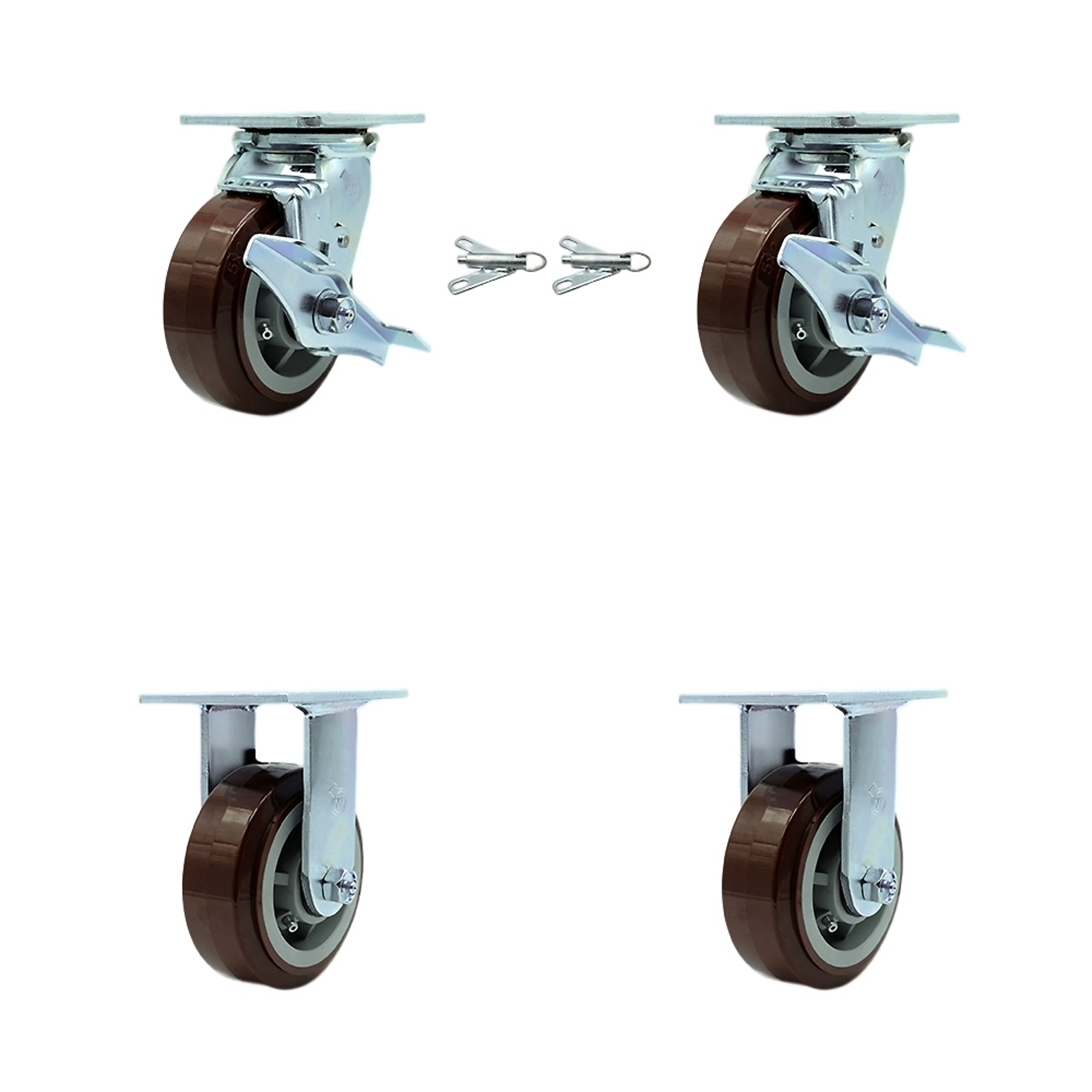 Service Caster, 5Inch x 2Inch Plate Casters, Wheel Diameter 5 in, Caster Type Swivel, Package (qty.) 4, Model SCC-30CS520-PPUB-TLB-BSL-2-R-2