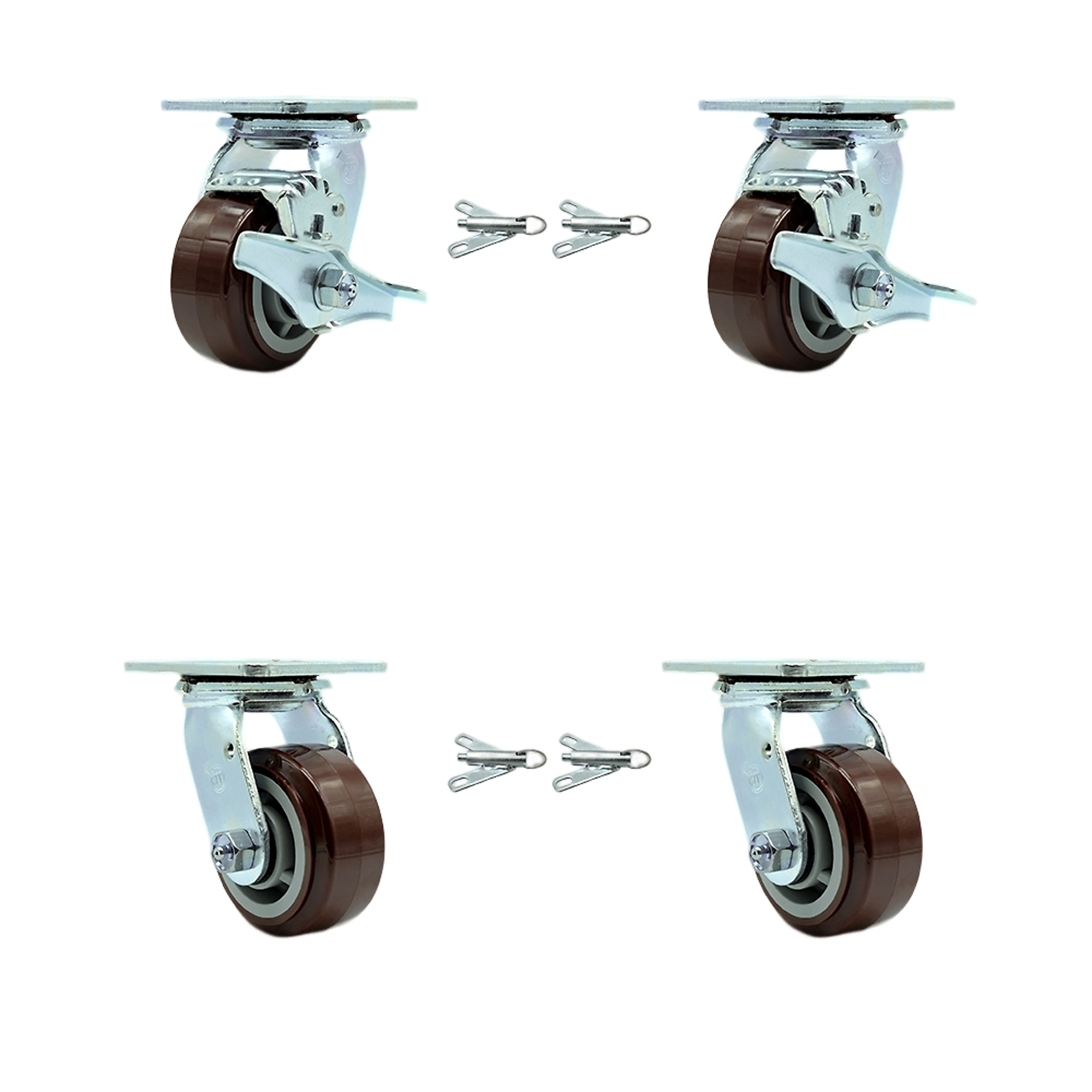 Service Caster, 4Inch x 2Inch Plate Casters, Wheel Diameter 4 in, Caster Type Swivel, Package (qty.) 4, Model SCC-30CS420-PPUB-TLB-BSL-2-BSL-2