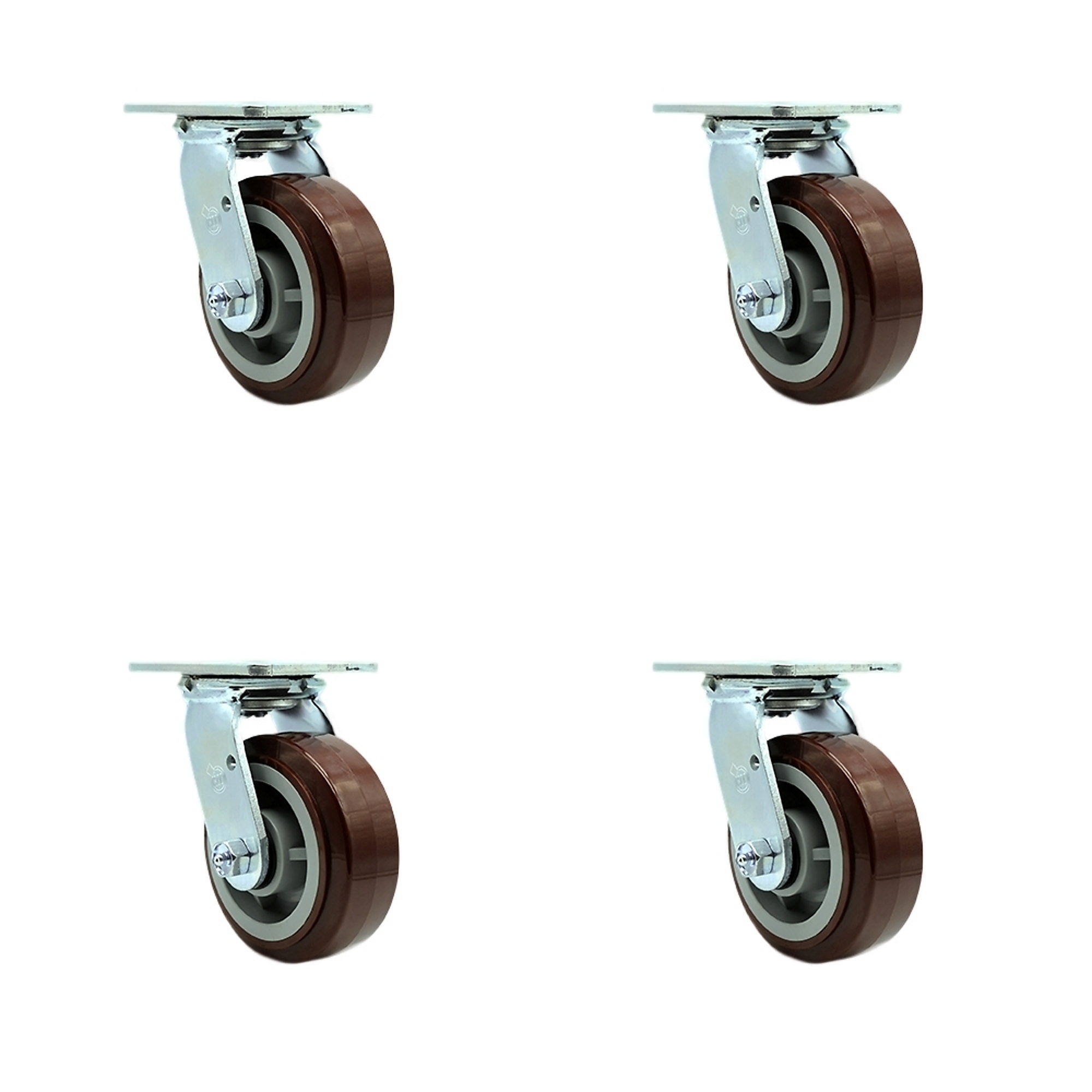 Service Caster, 5Inch x 2Inch Plate Casters, Wheel Diameter 5 in, Caster Type Swivel, Package (qty.) 4, Model SCC-30CS520-PPUB-4